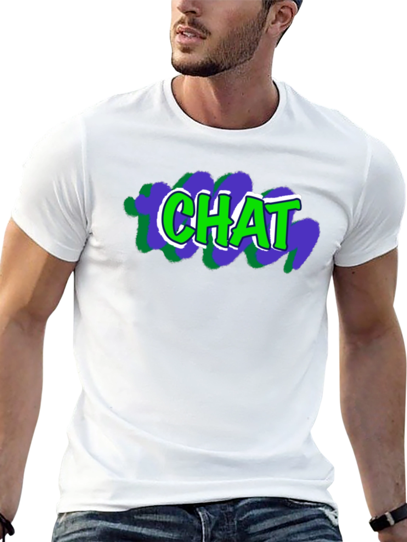 Mens Black T-Shirt with CHAT Graphic