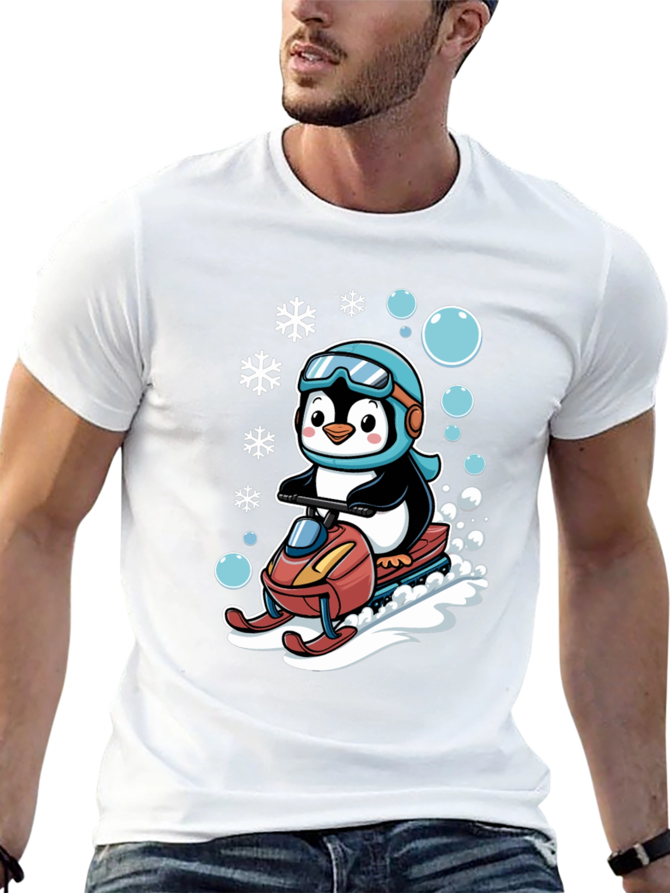 Penguin Snowmobile Graphic Tee