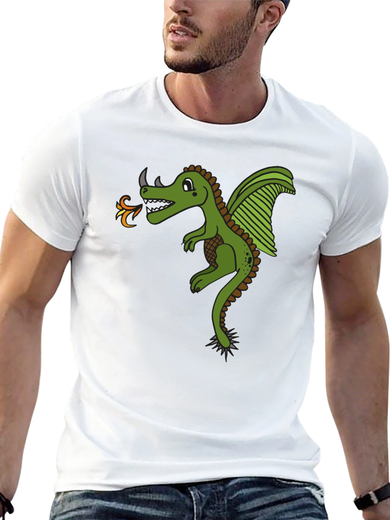Dragon Graphic Black Tee - Fire Breathing Design