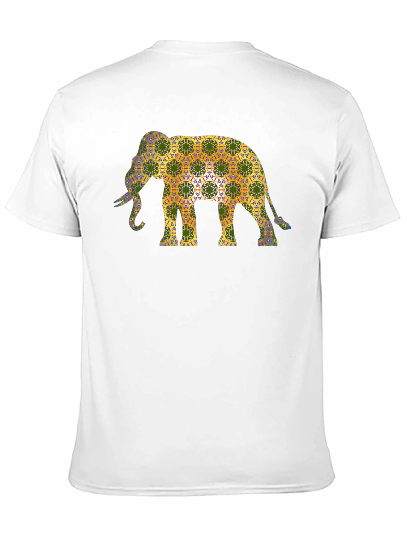 Elephant Pattern Mens Black T-Shirt