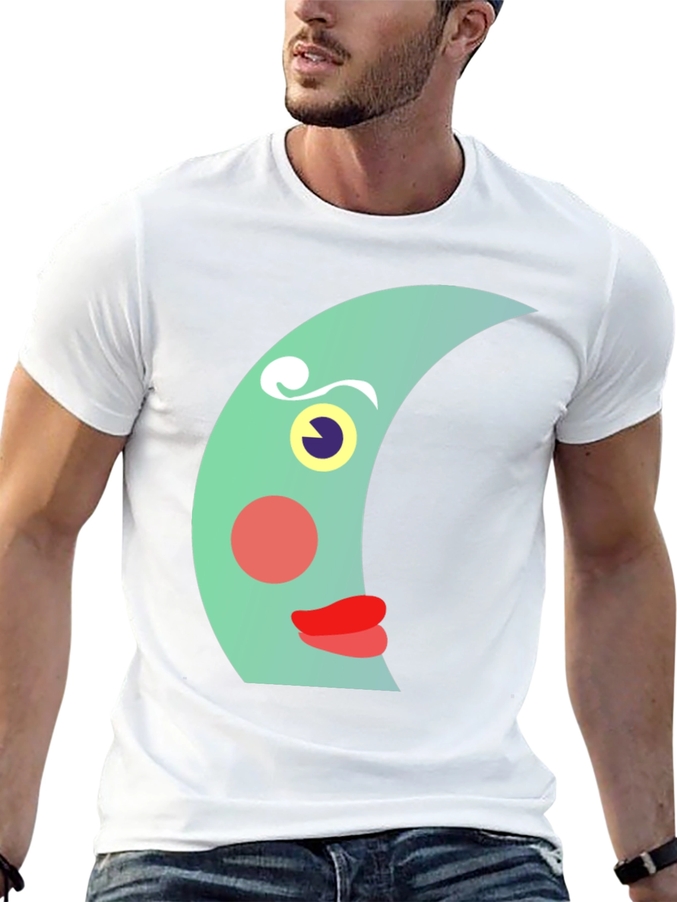Whimsical Moon Face Graphic Tee