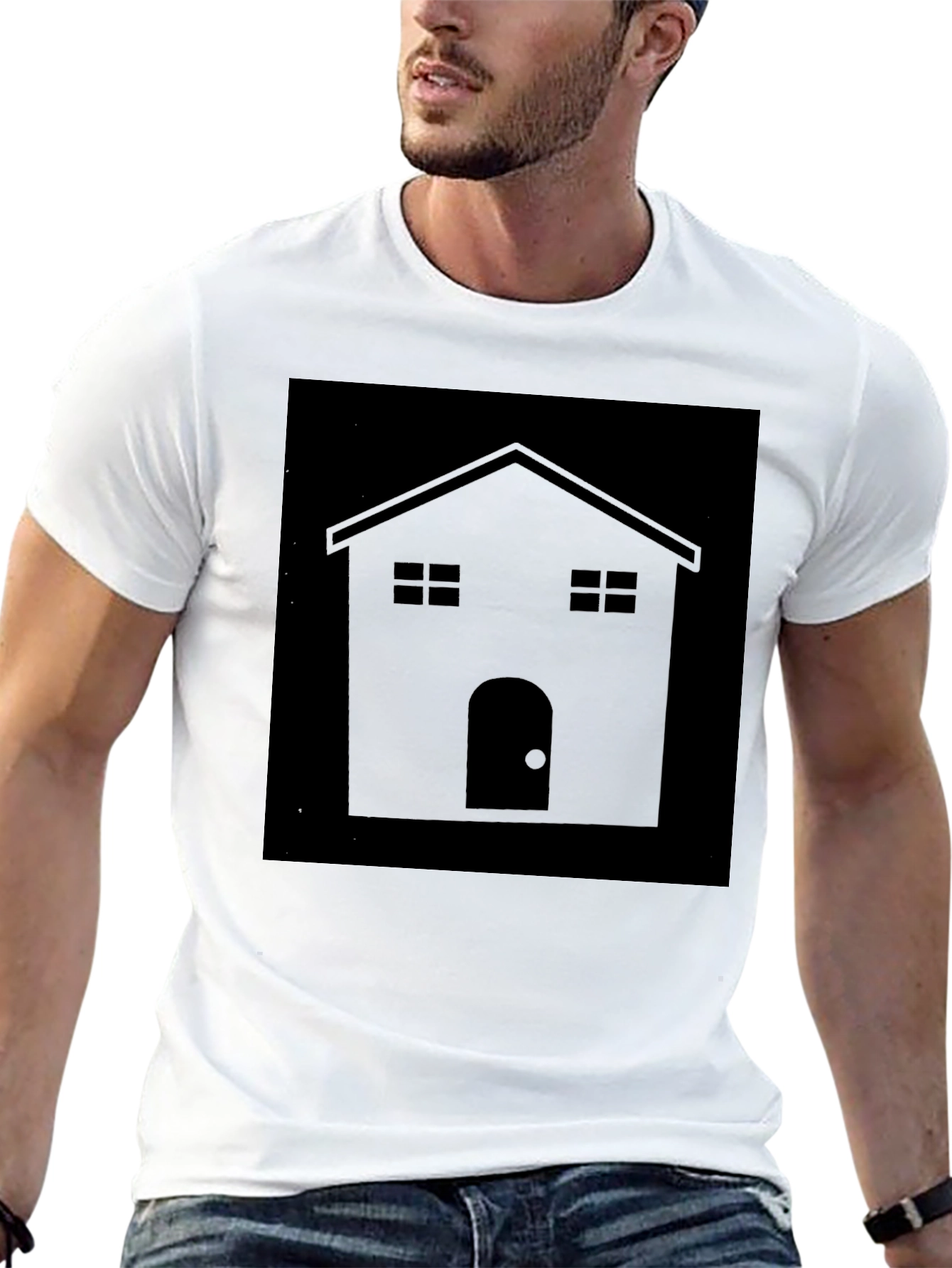 Minimalist House Graphic Tee - Black