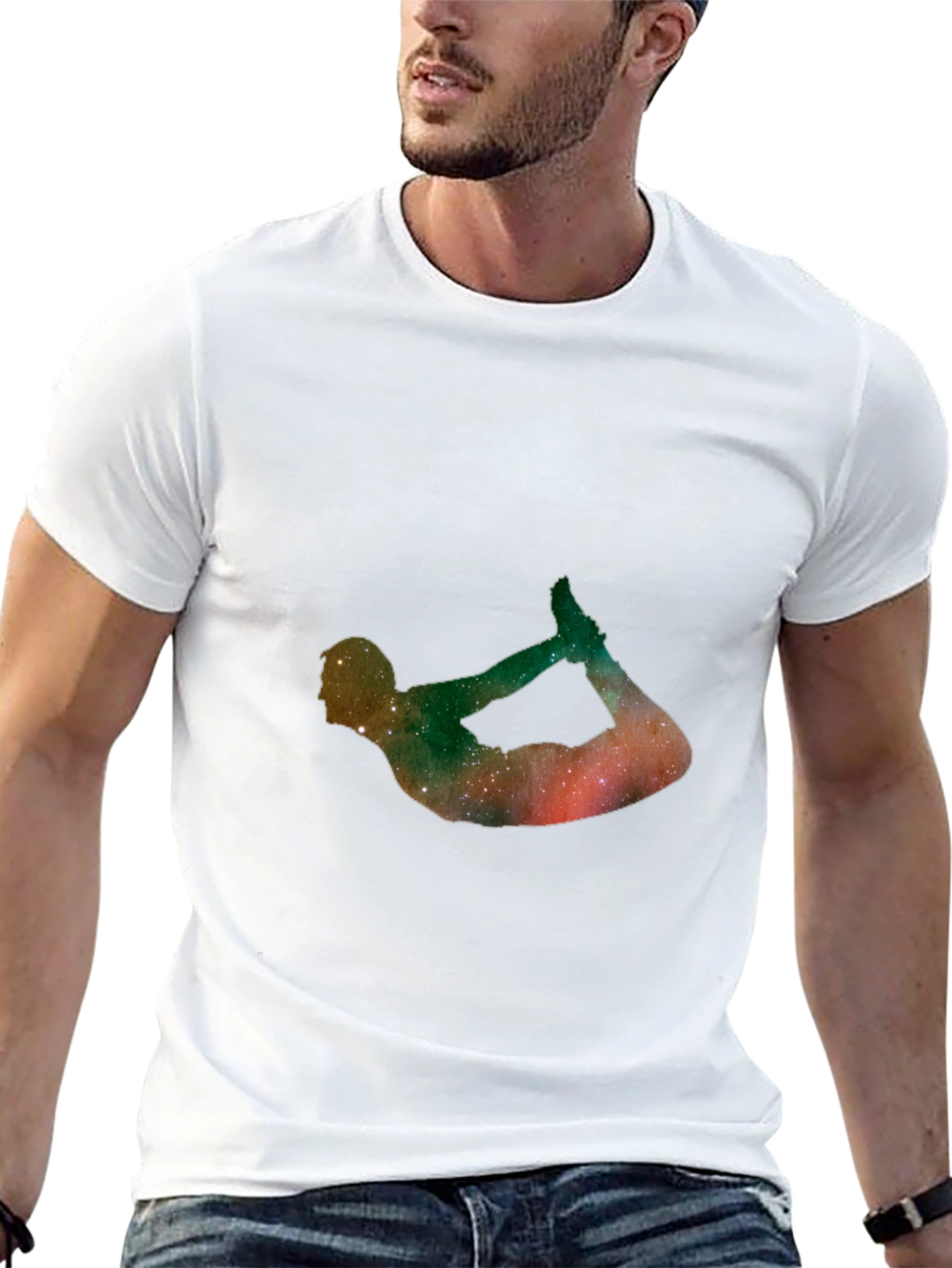 Galaxy Yoga Pose Black T-Shirt