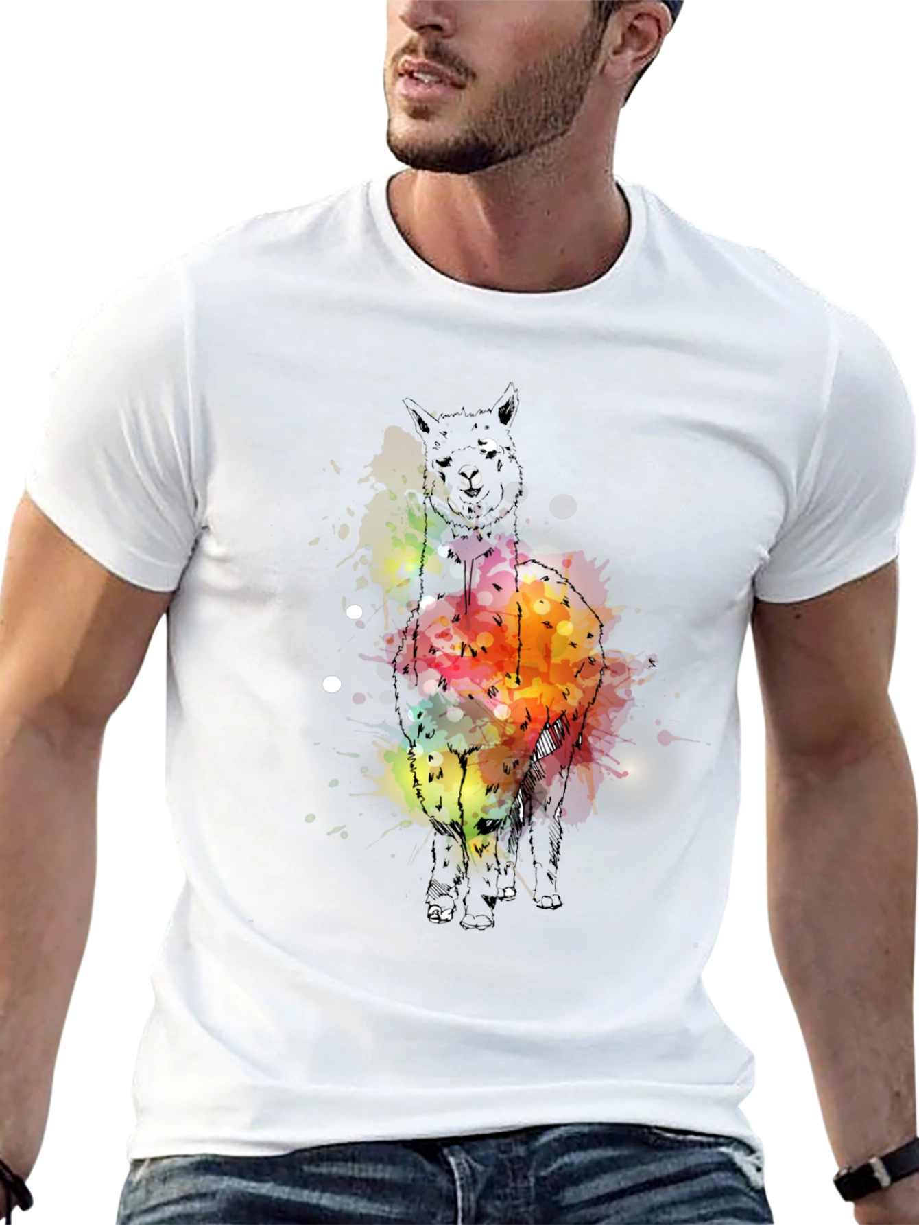 Abstract Alpaca Graphic Tee - Mens Black T-Shirt