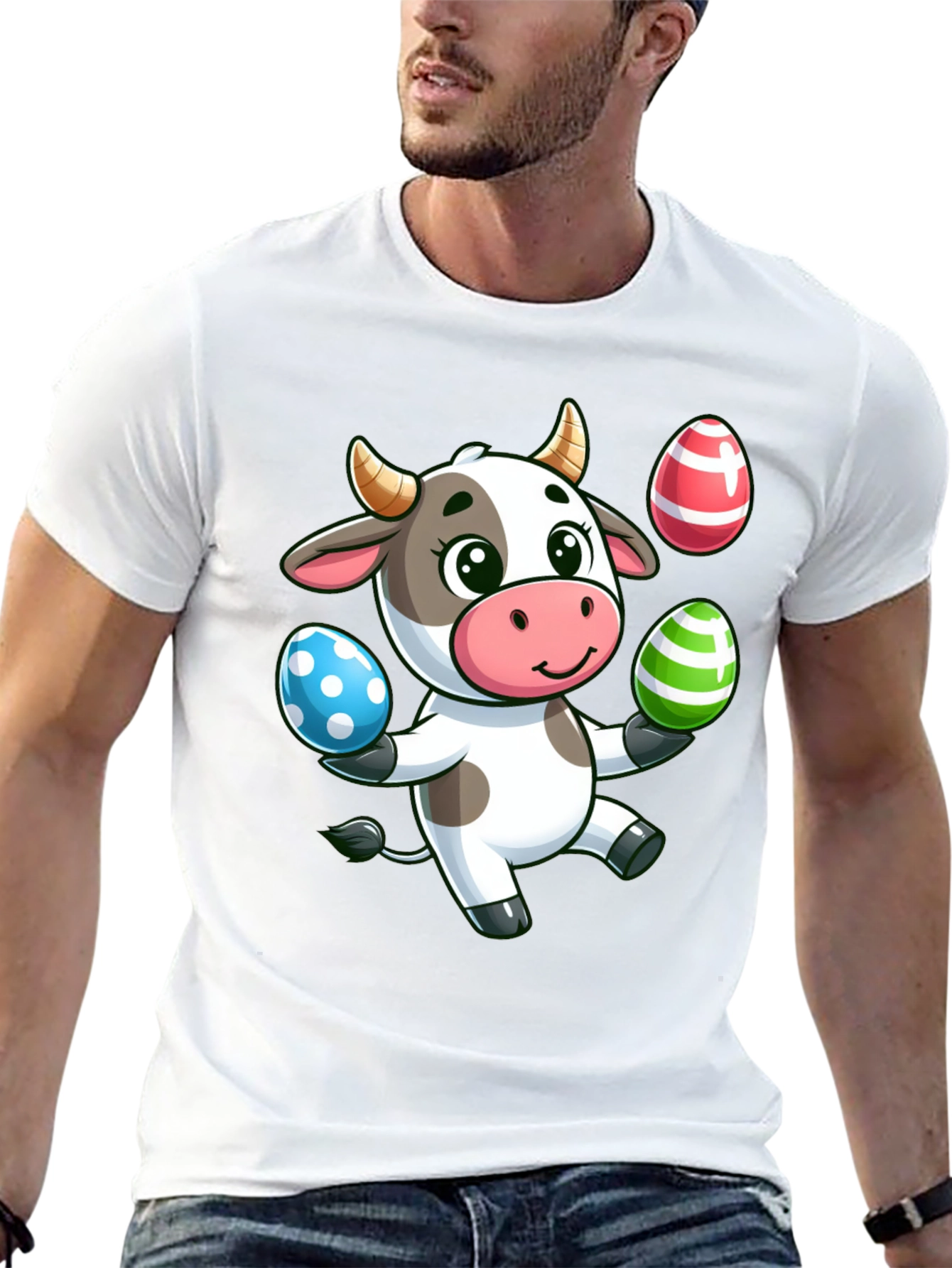 Cute Cartoon Cow Easter Egg T-Shirt