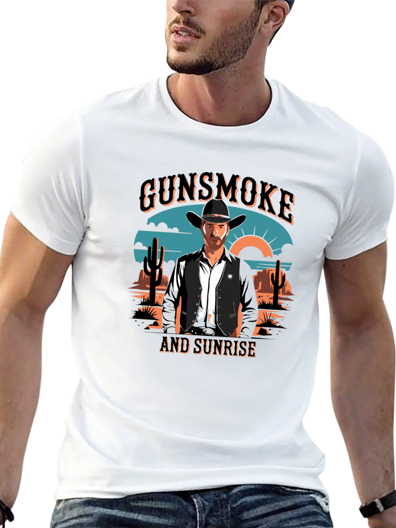 Gunsmoke and Sunrise Black Graphic Tee