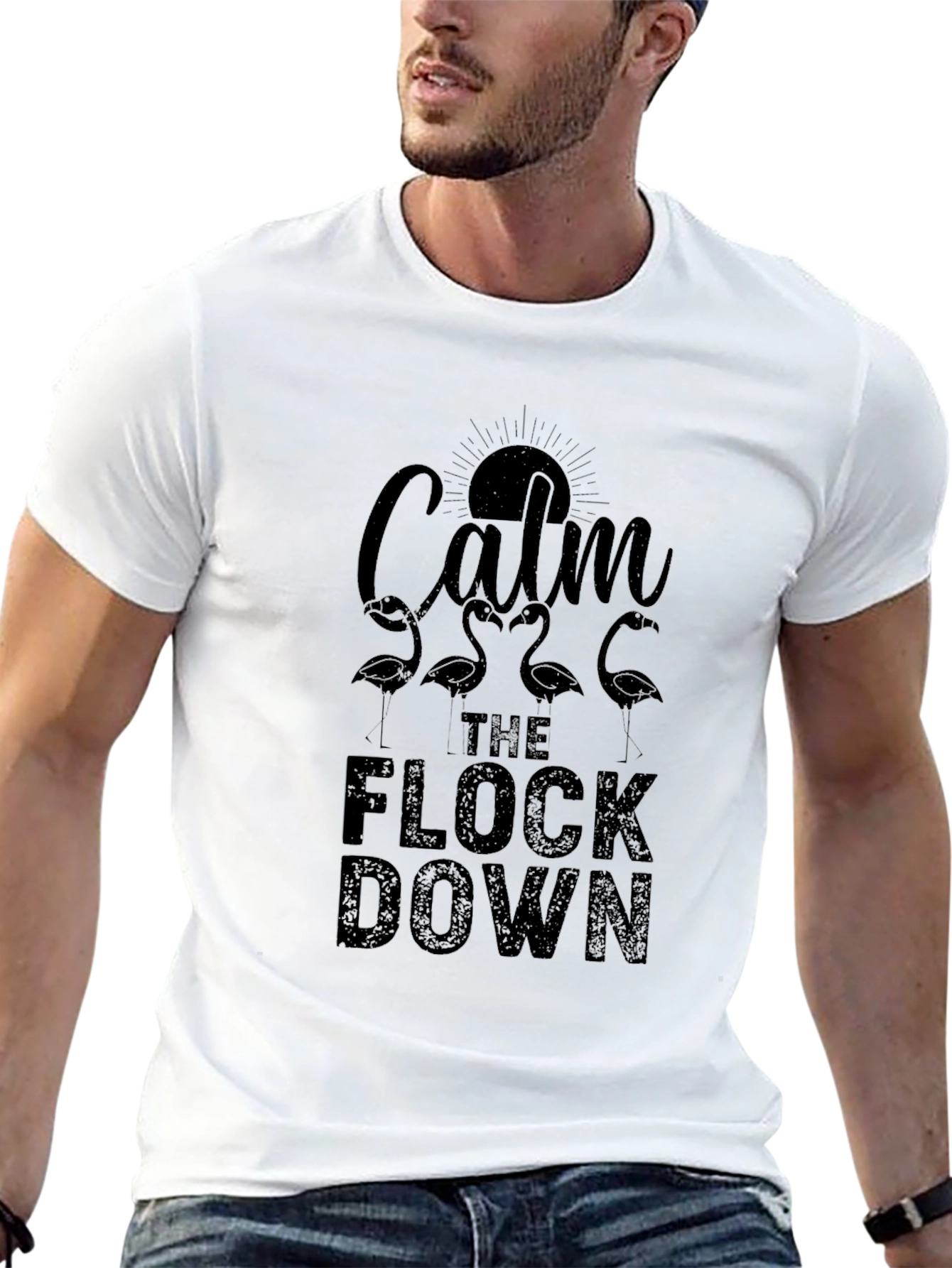 Calm the Flock Down Graphic Tee - Black