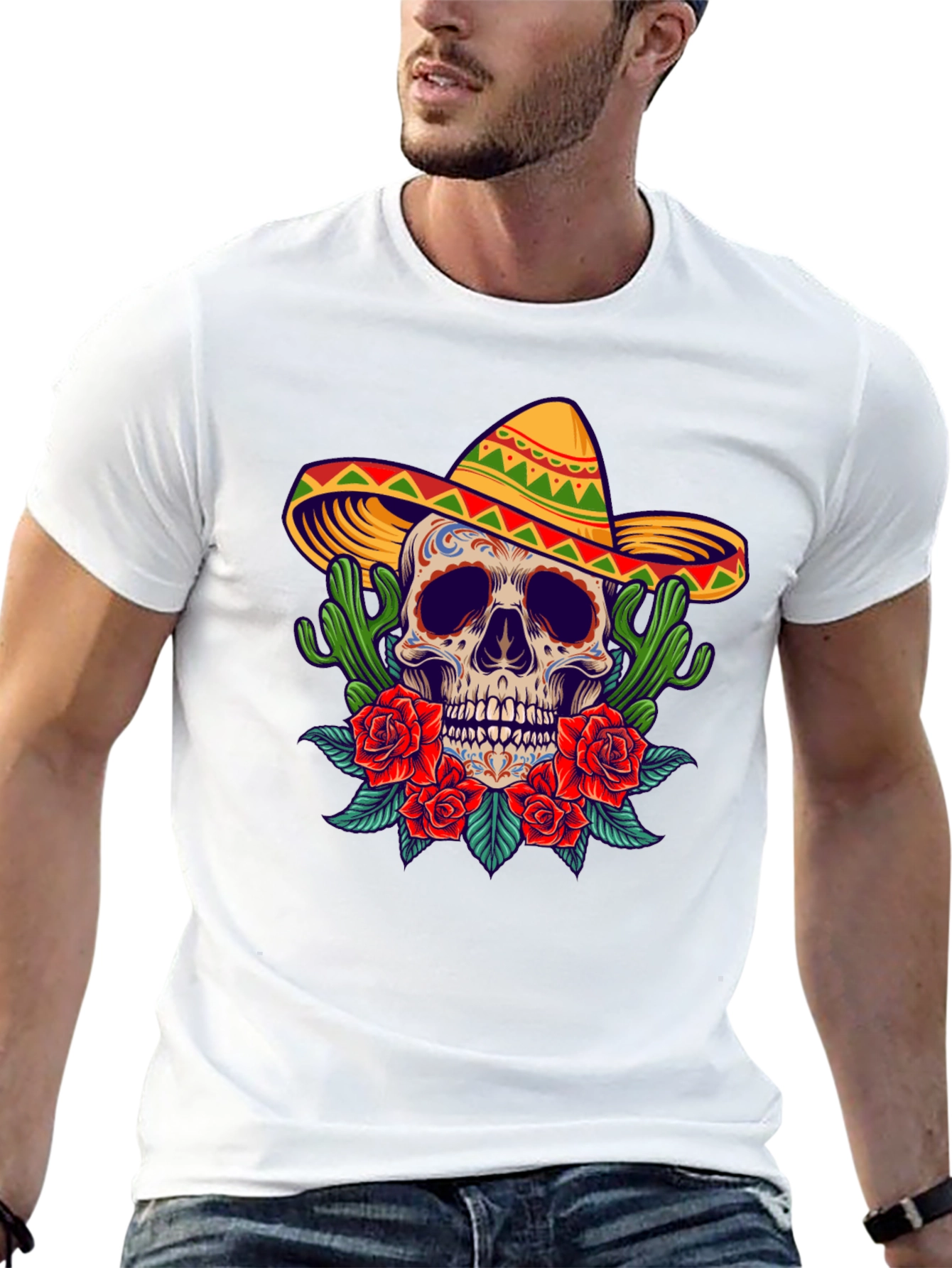 Day of the Dead Skull Graphic T-Shirt