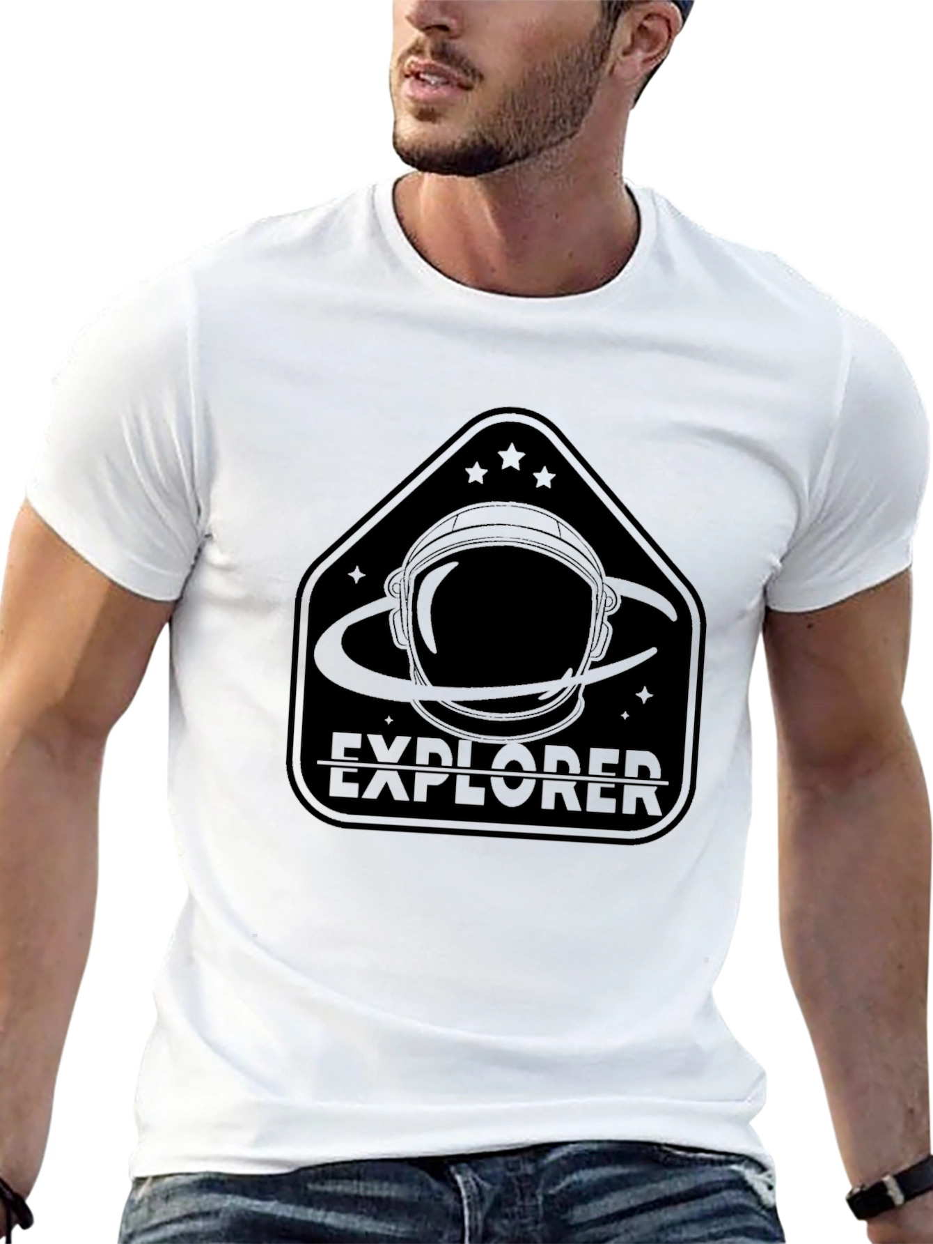 Explorer Astronaut Graphic Black T-Shirt