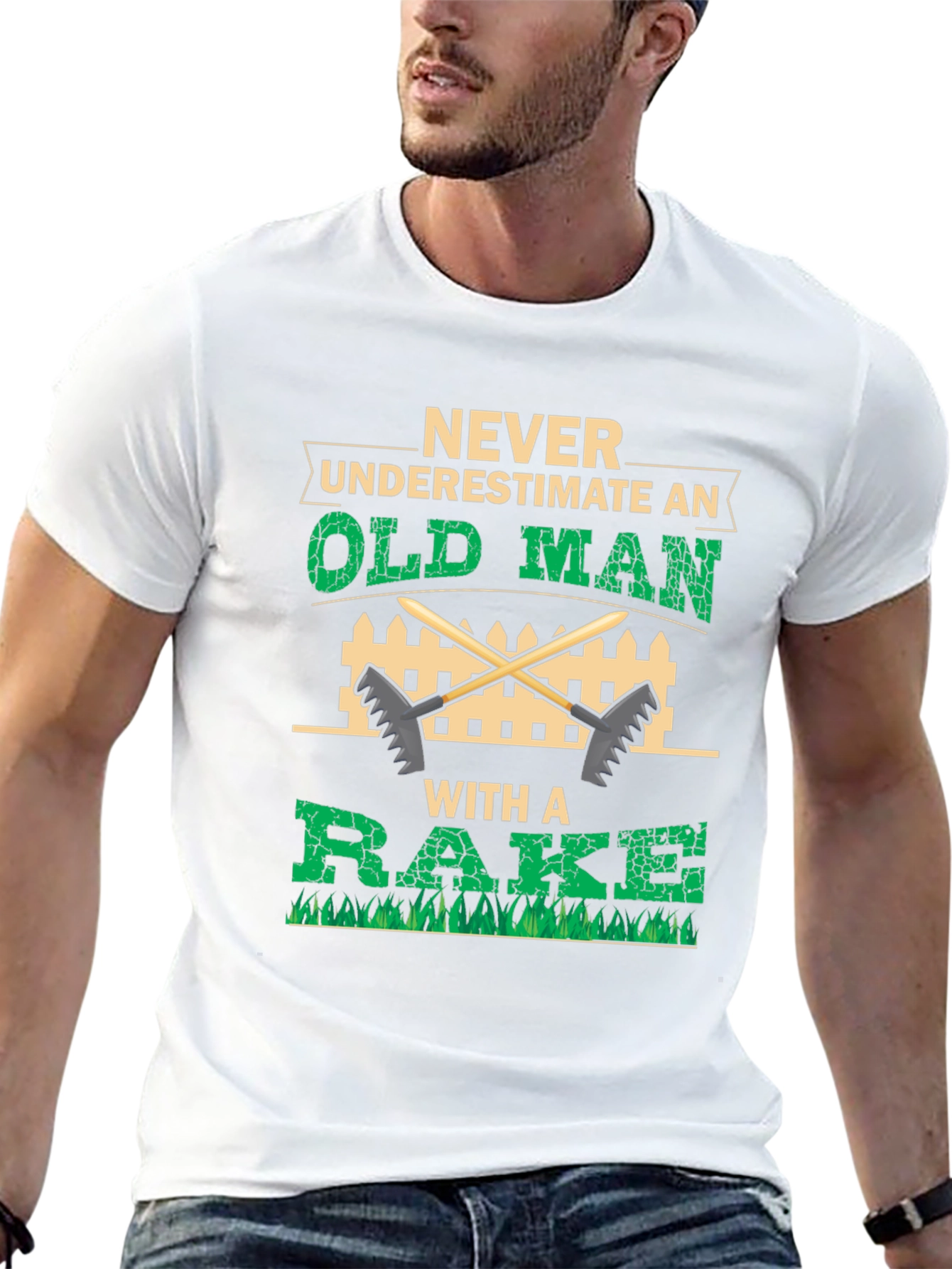 Never Underestimate Old Man With A Rake T-Shirt