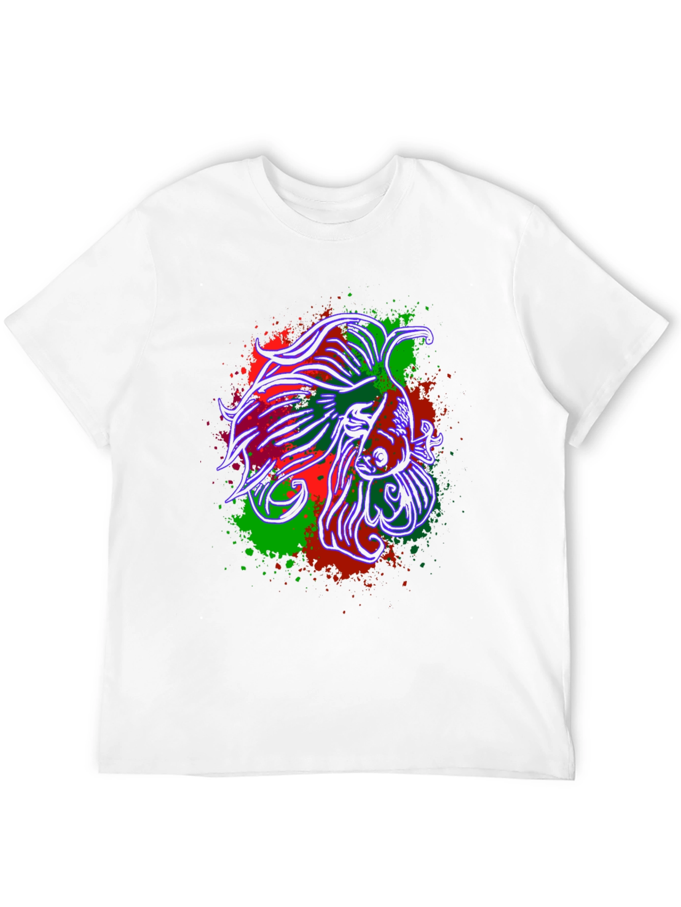 Betta Fish Graphic Tee - Mens Black Cotton T-Shirt