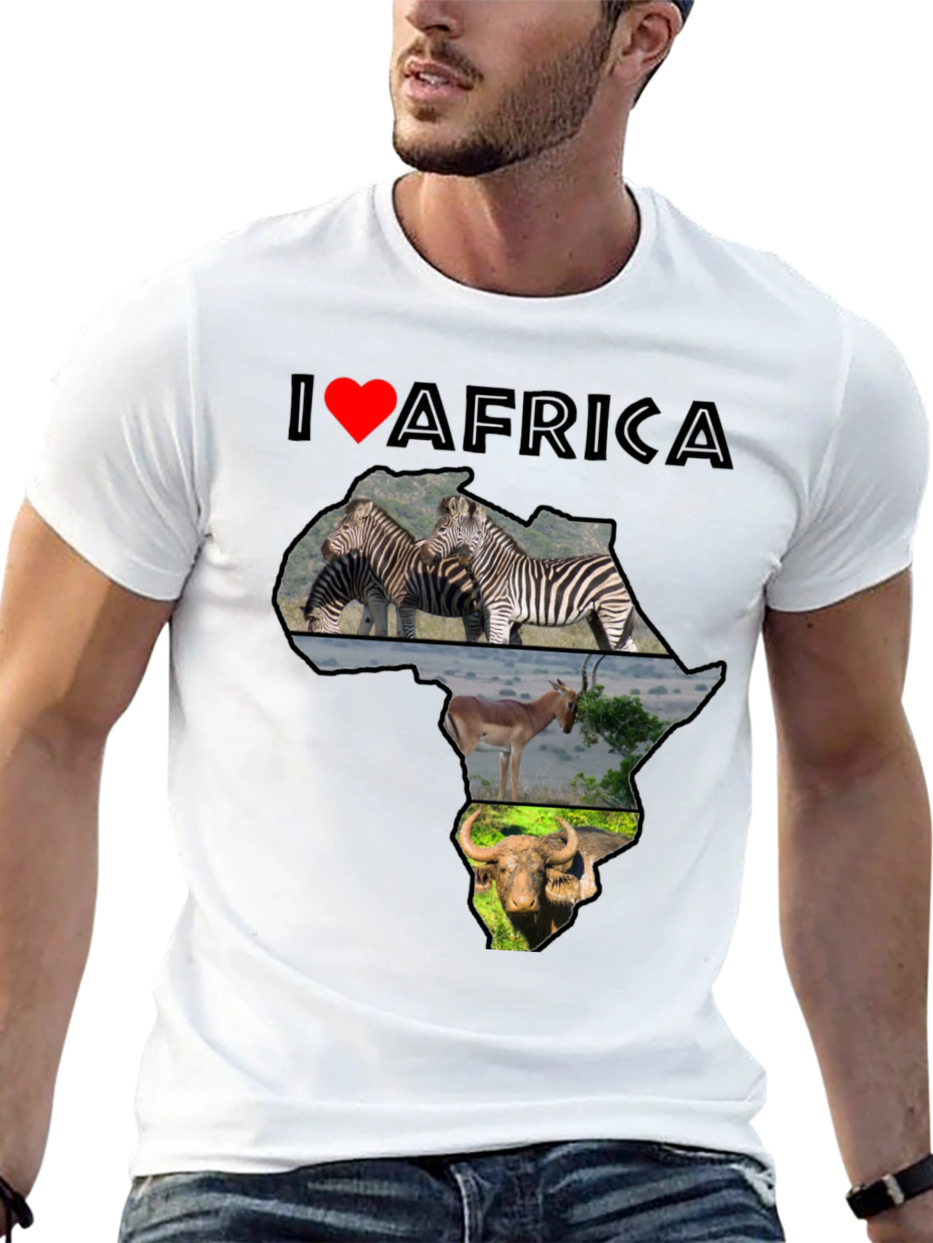 I Love Africa Graphic T-Shirt - Wildlife Design
