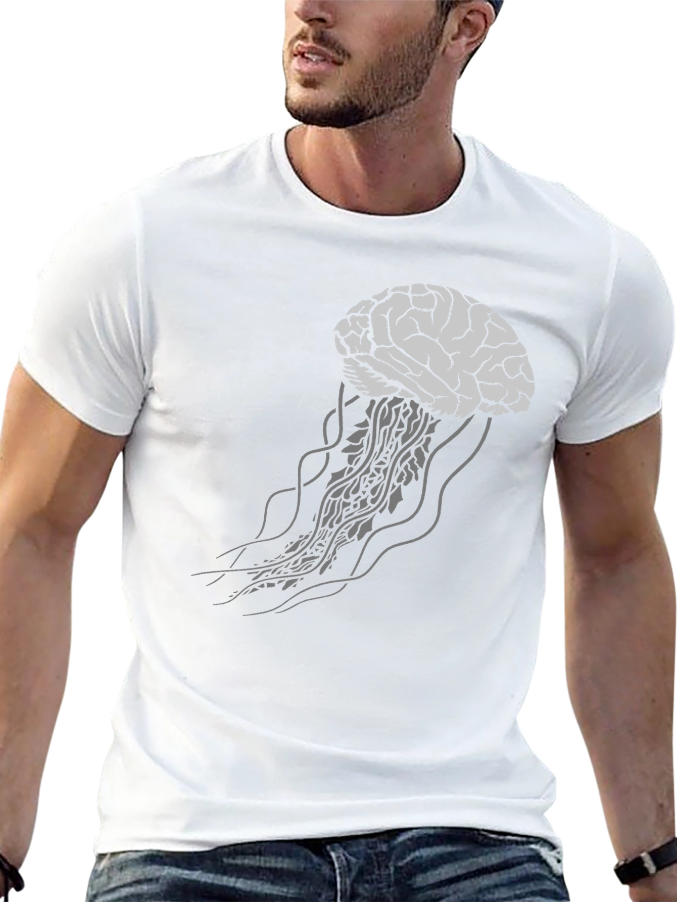 Brain Jellyfish Graphic Tee - Unisex Black T-Shirt
