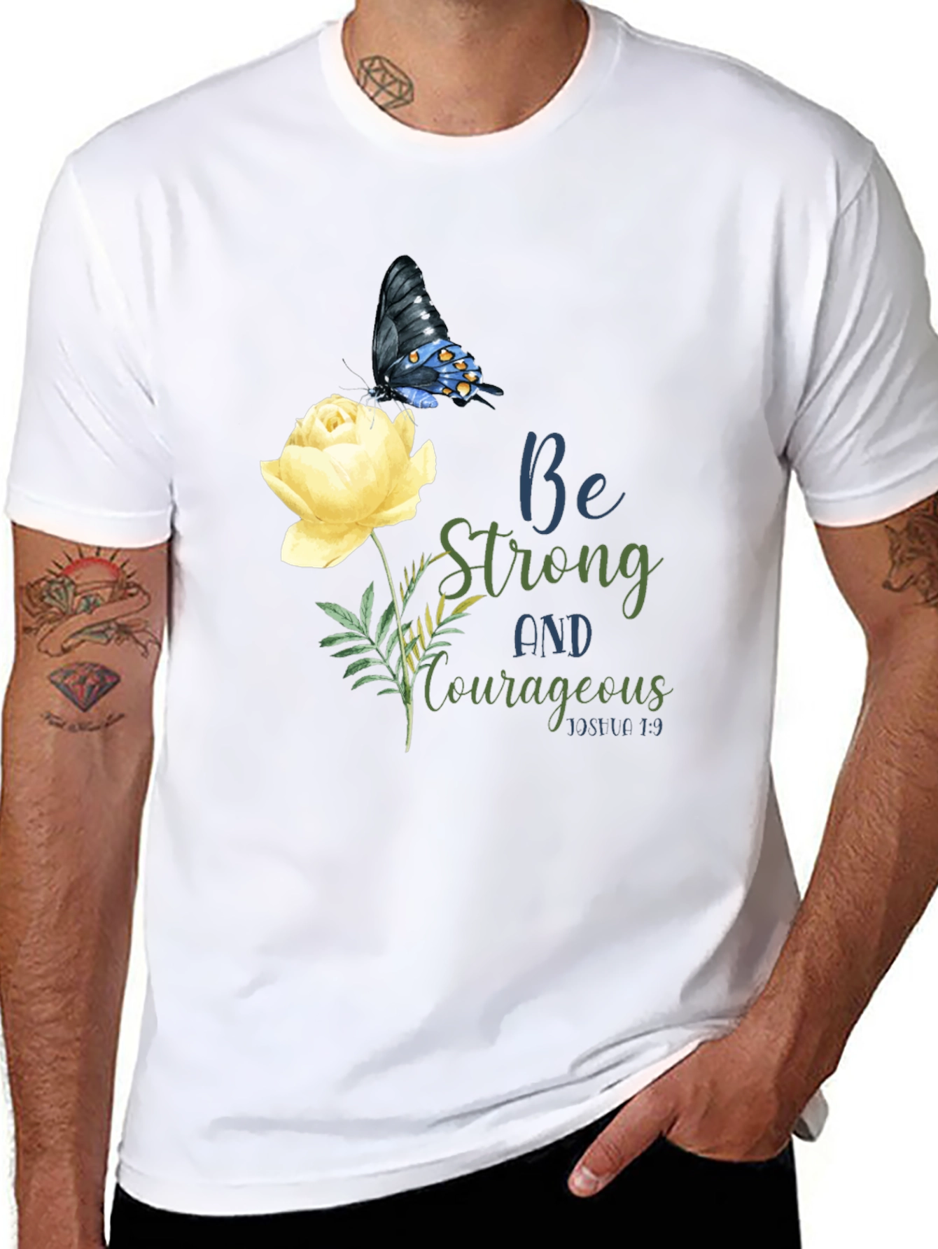 Inspirational Butterfly Rose Graphic T-Shirt