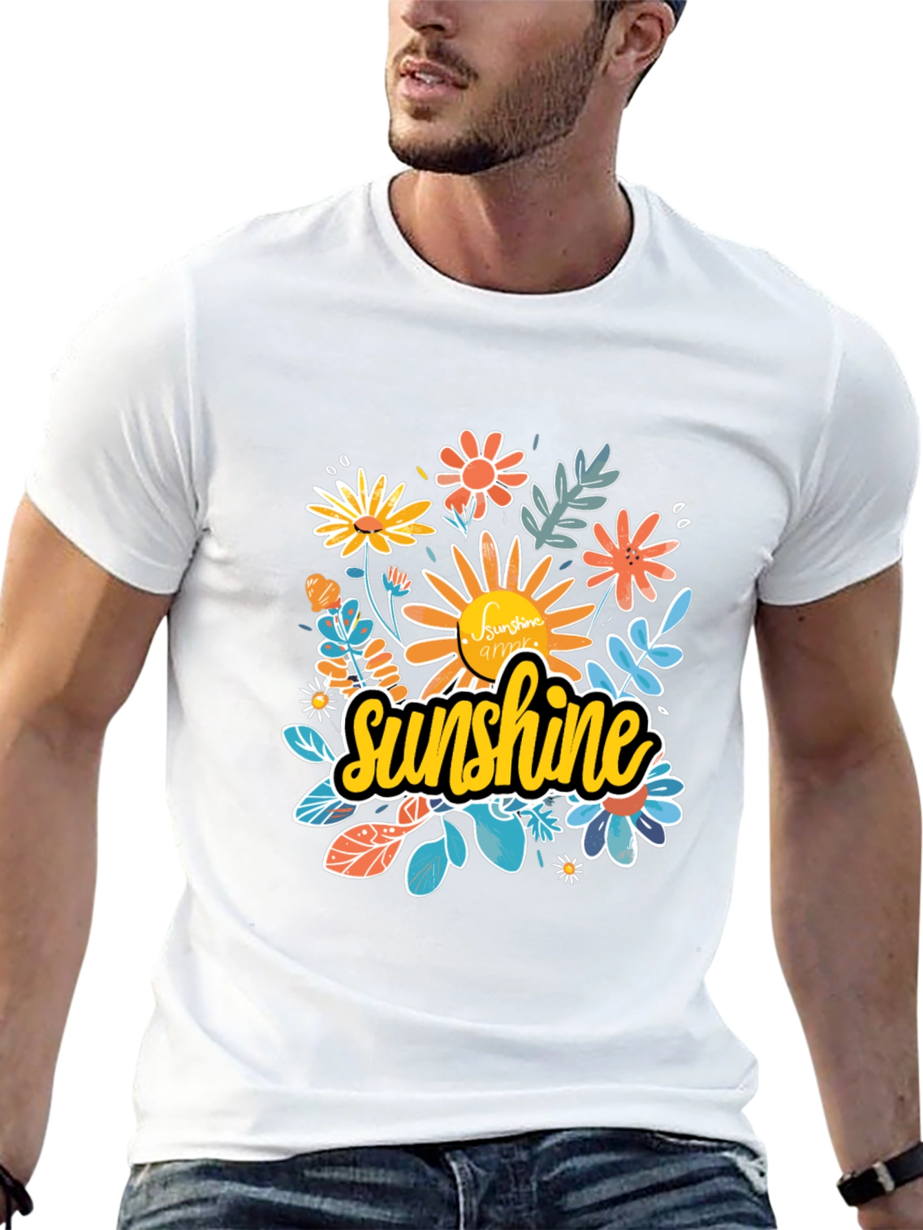 Sunshine Floral Graphic Black T-Shirt