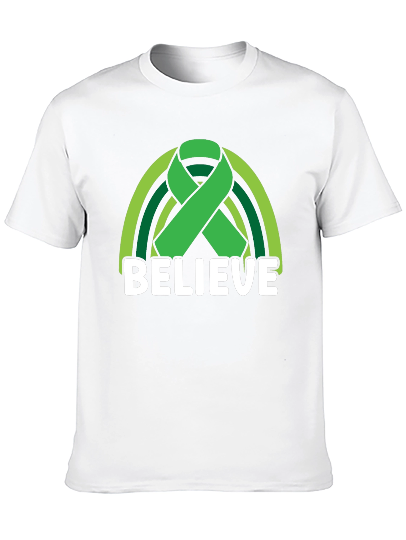 Believe Green Ribbon Rainbow Graphic T-Shirt