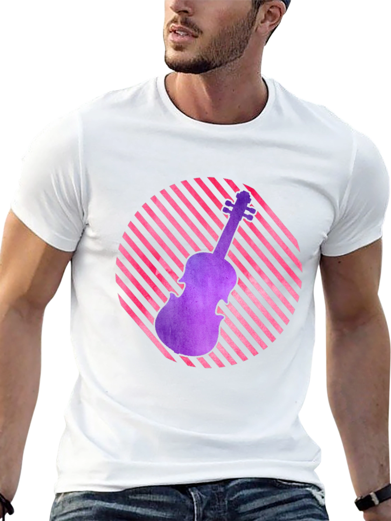 Violin Graphic Tee - Retro Music Lover Shirt