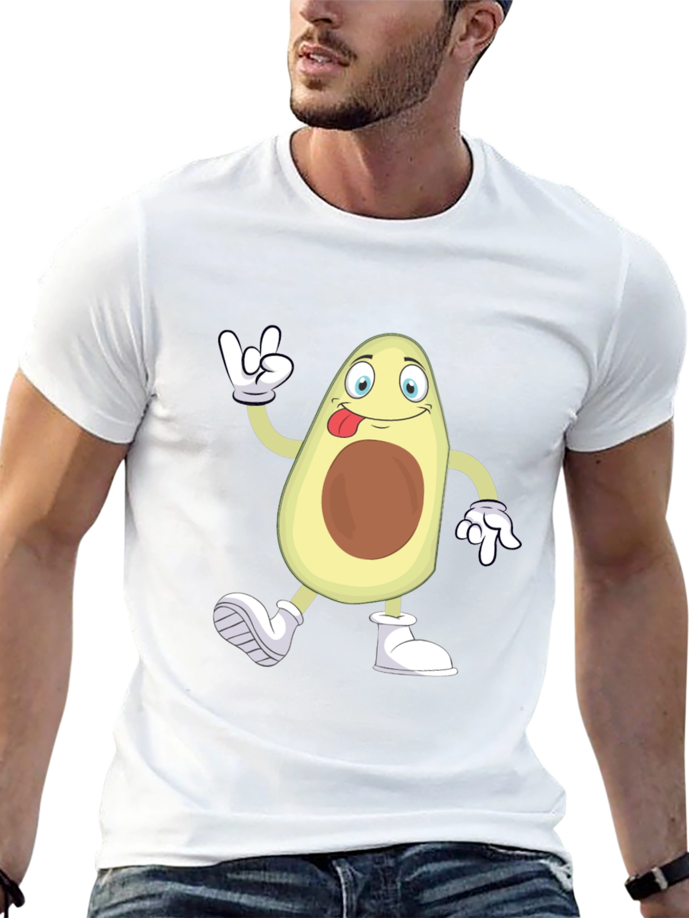 Funny Avocado Cartoon Graphic Black T-Shirt