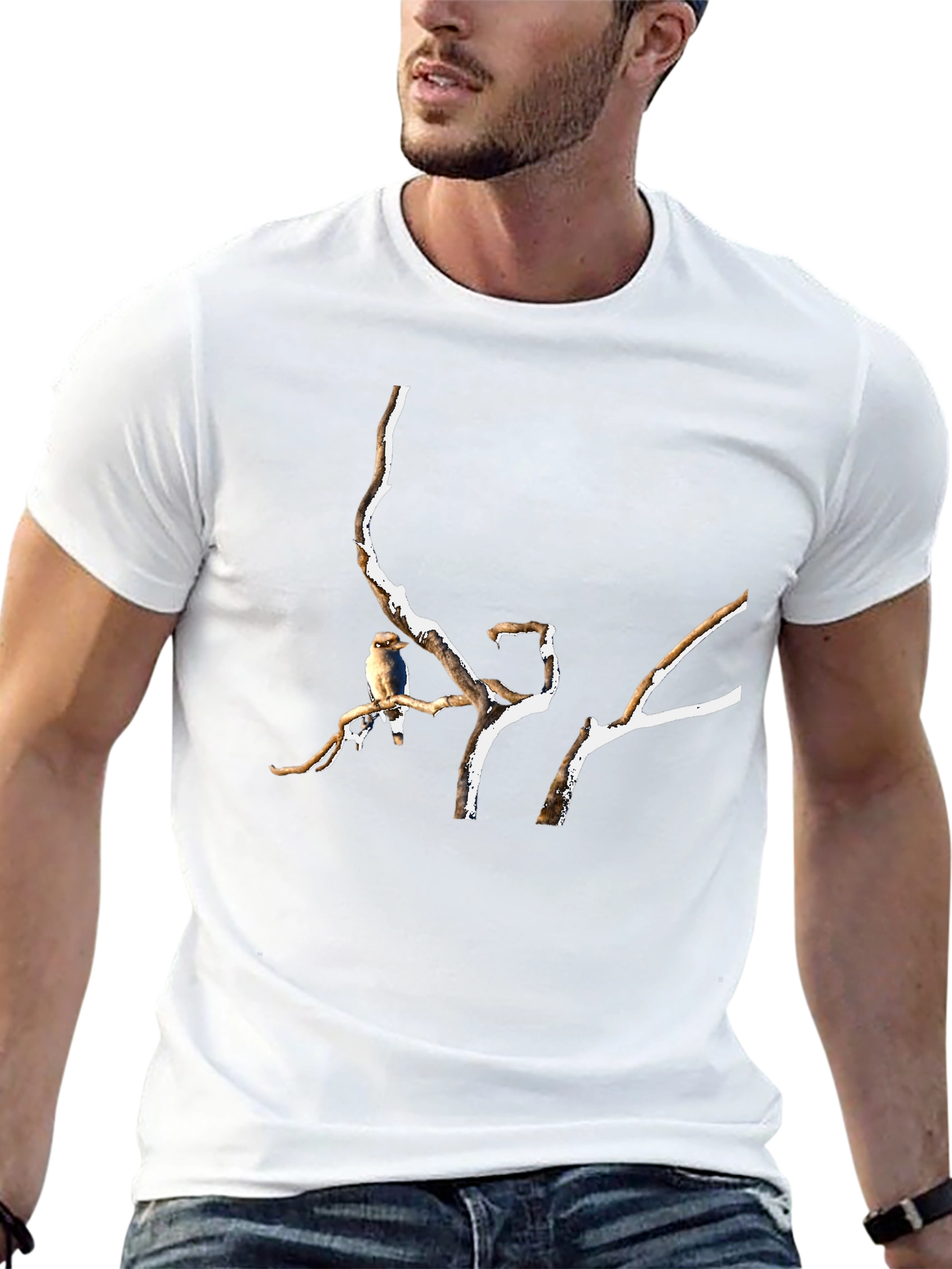 Bird on Branch Black T-Shirt