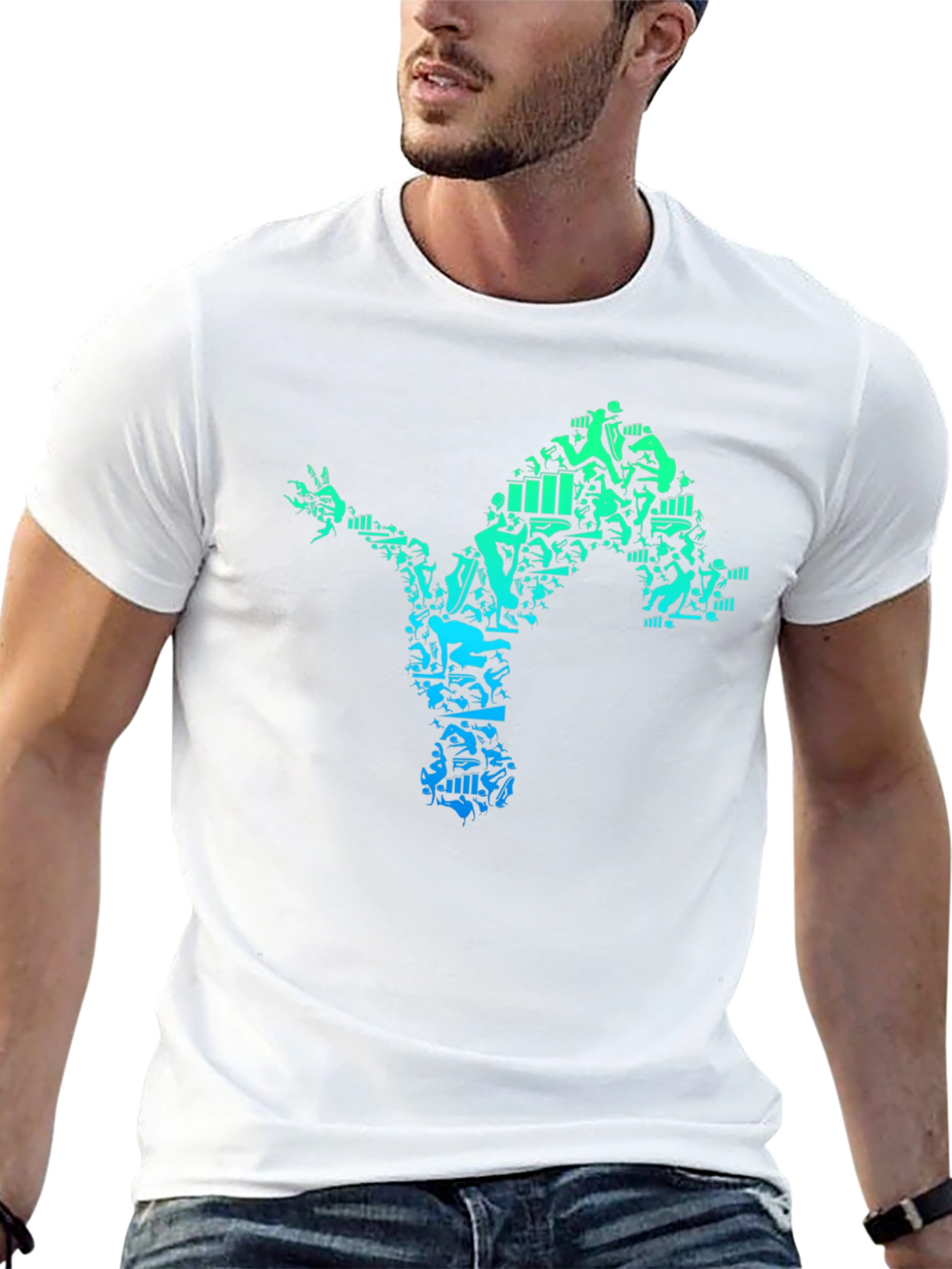 Athlete Silhouette Graphic Tee - Black