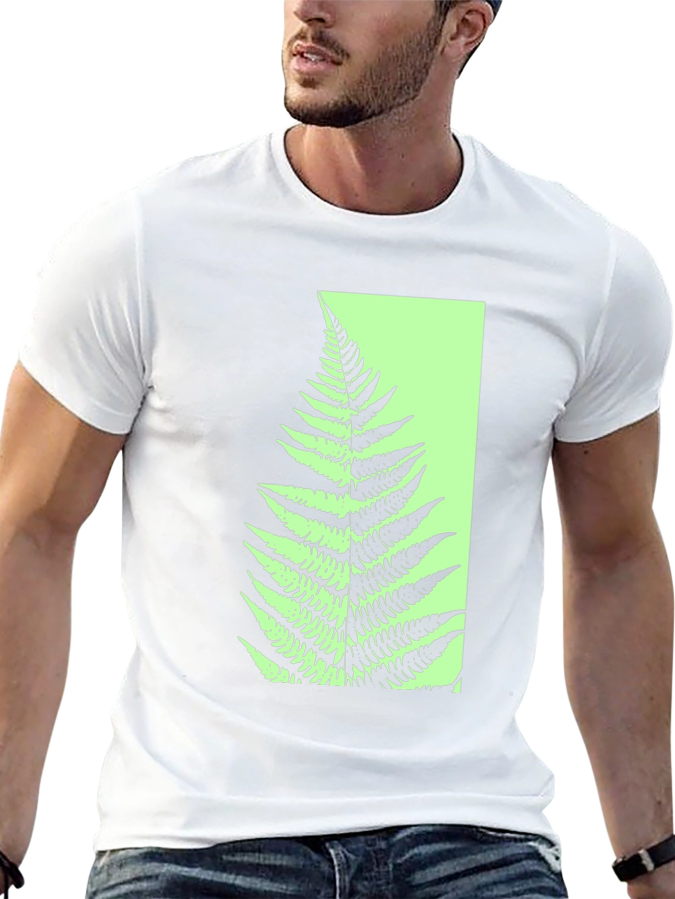 Botanical Fern Graphic Tee - Black Cotton Blend
