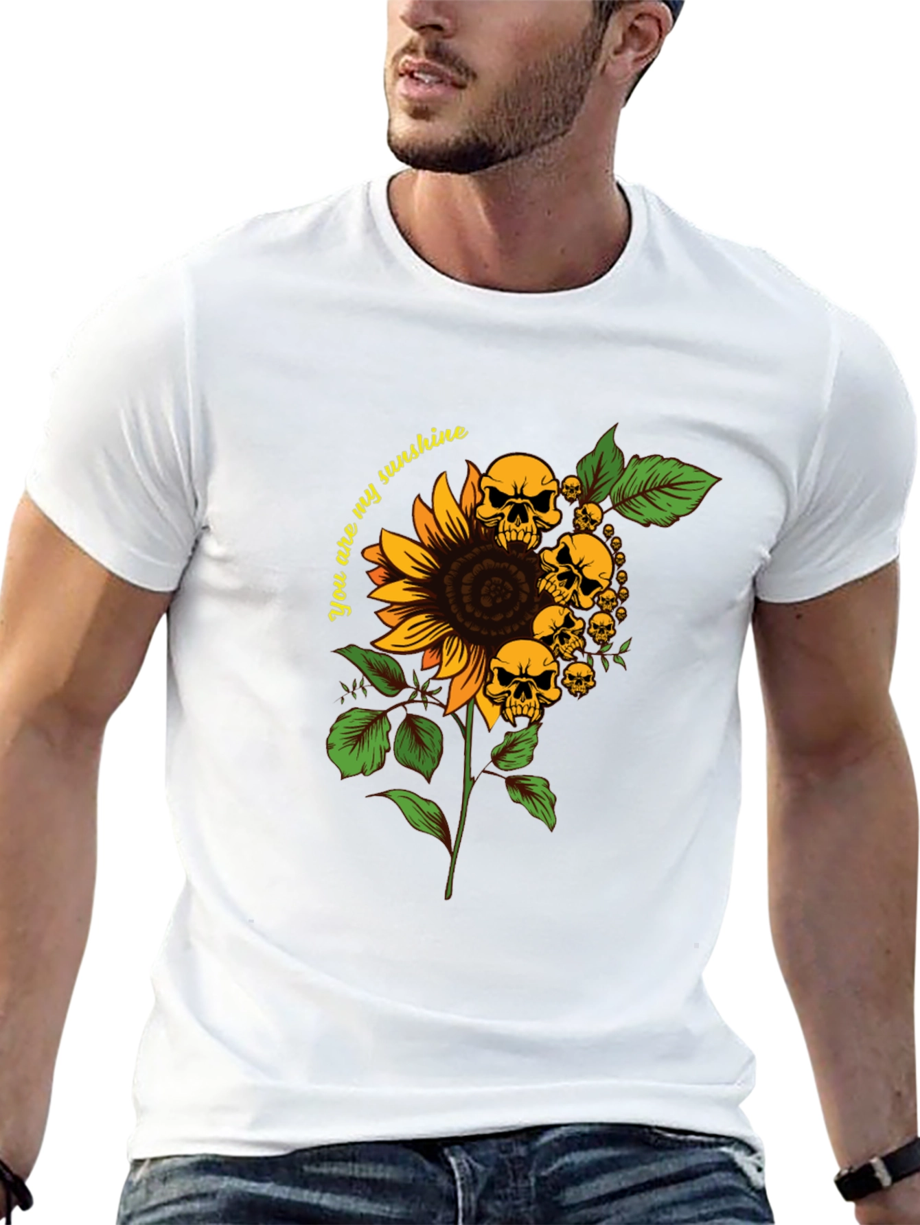 Skull Sunflower Graphic T-Shirt