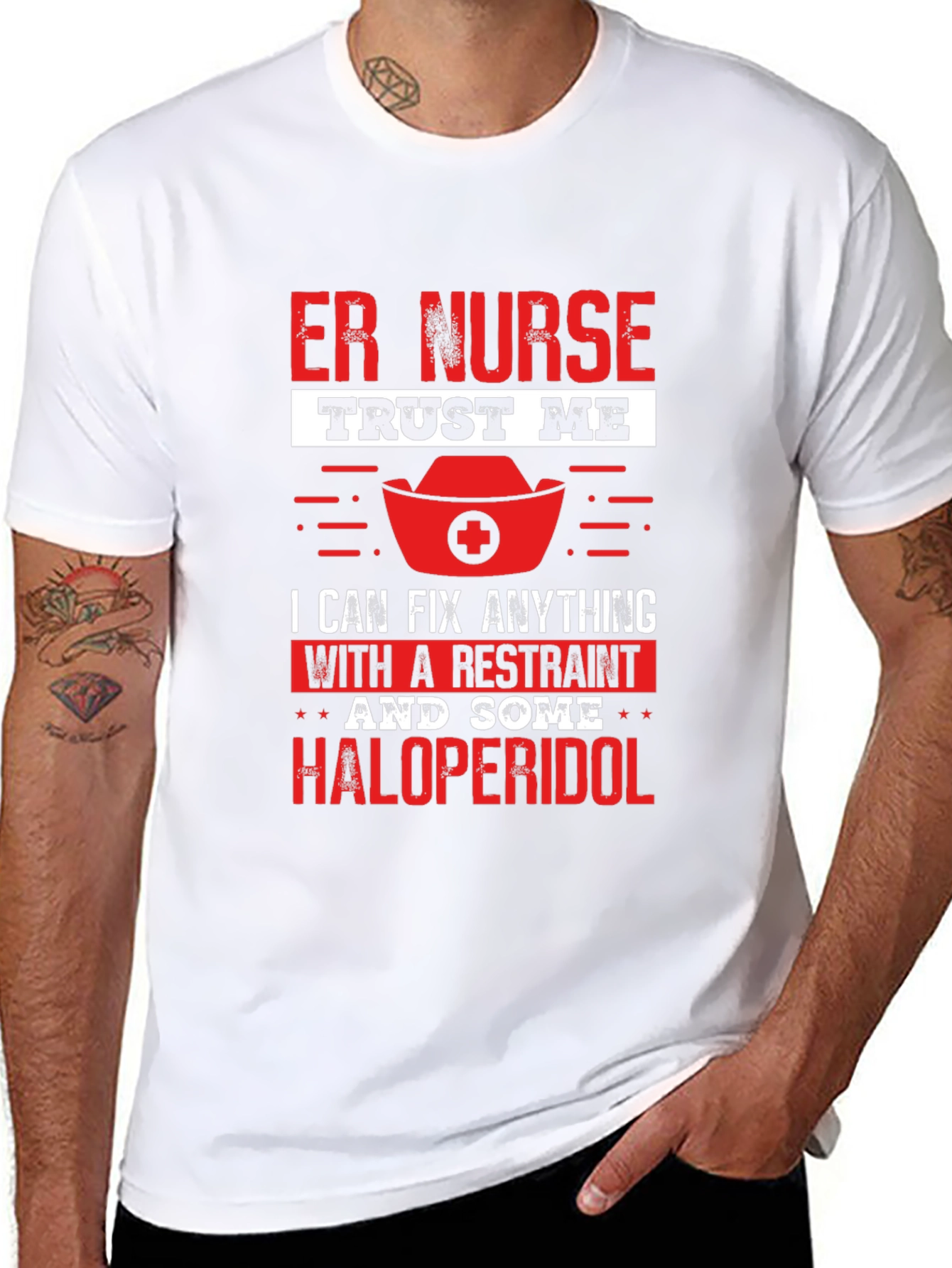 ER Nurse Restraint & Haloperidol T-Shirt - Funny
