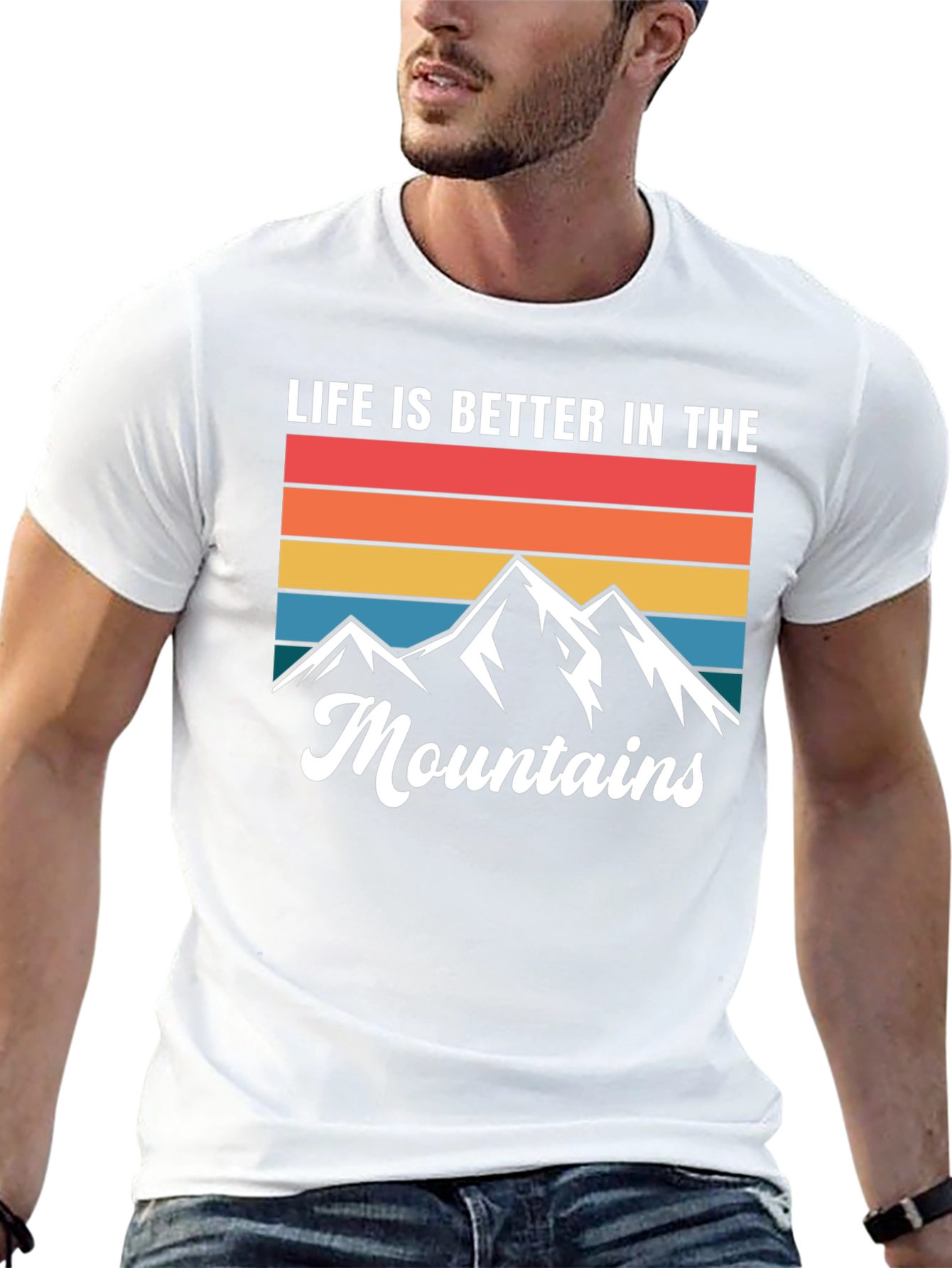 Life is Better in the Mountains Black Graphic T-Shirt