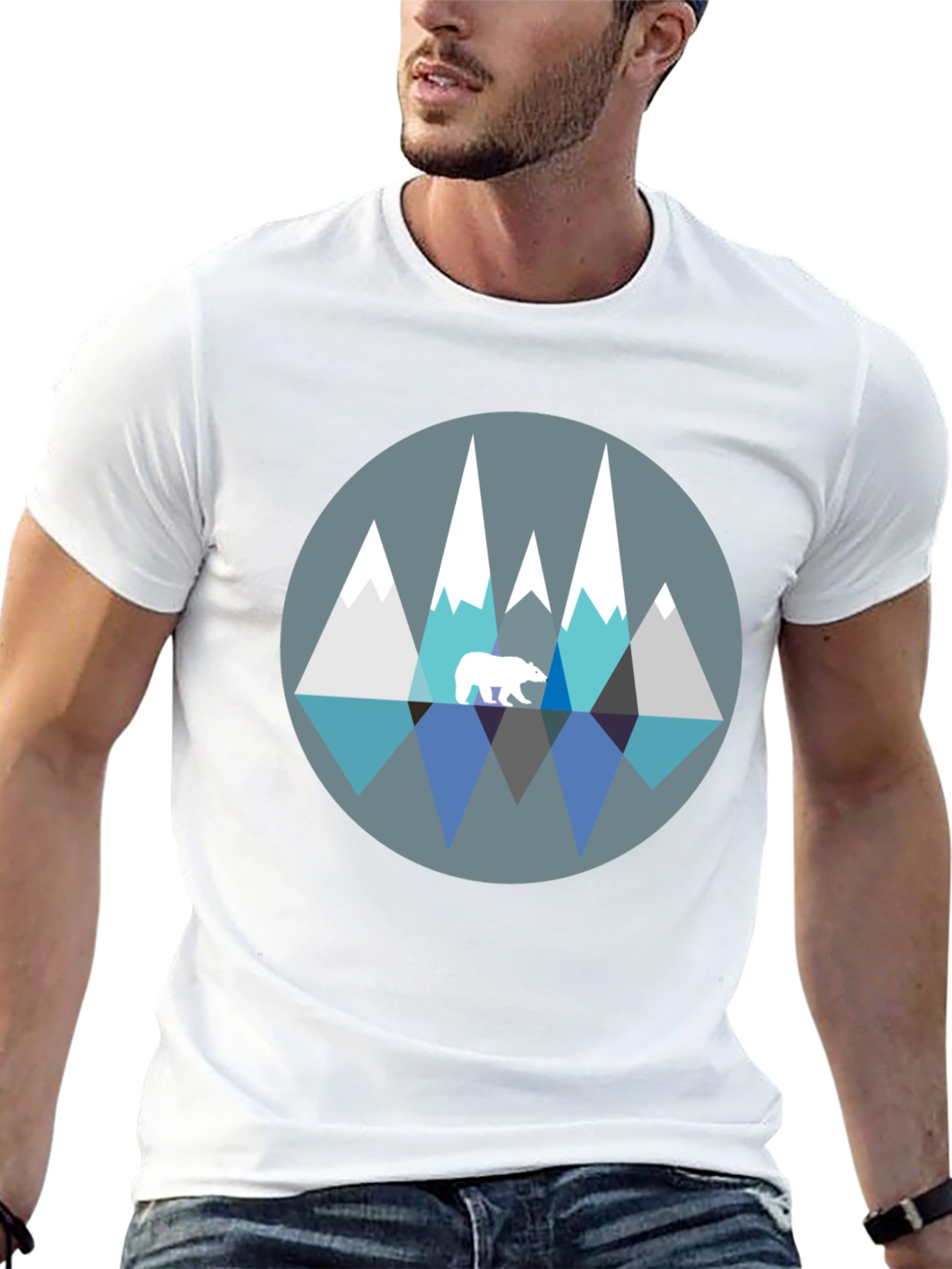 Geometric Mountain Bear Graphic Tee