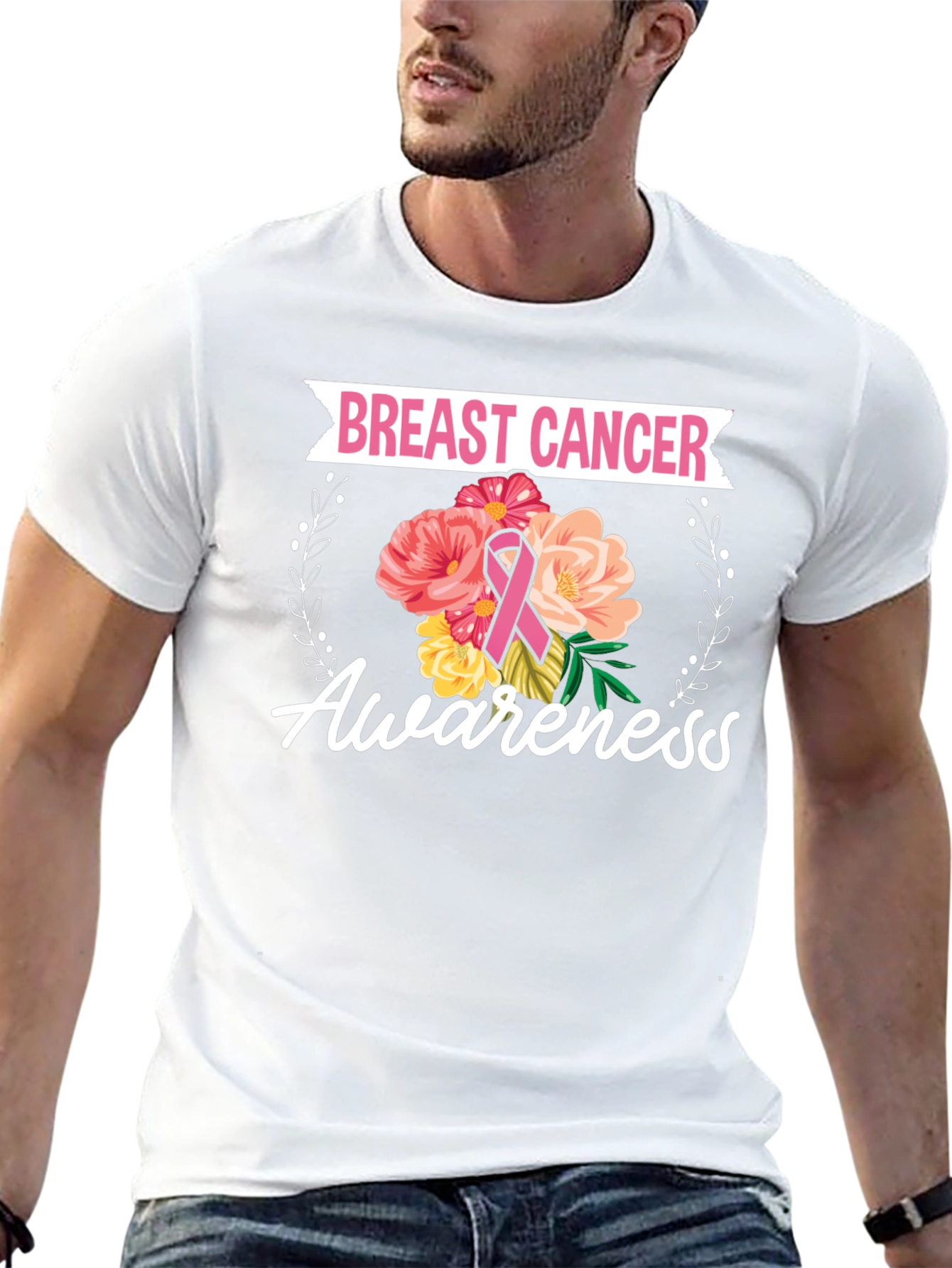 Breast Cancer Awareness Floral T-Shirt