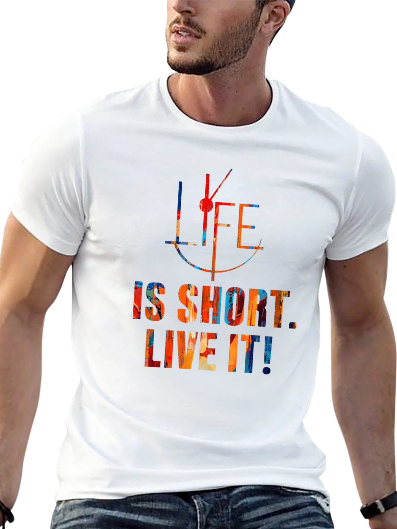 Life is Short Live It Mens Black T-Shirt