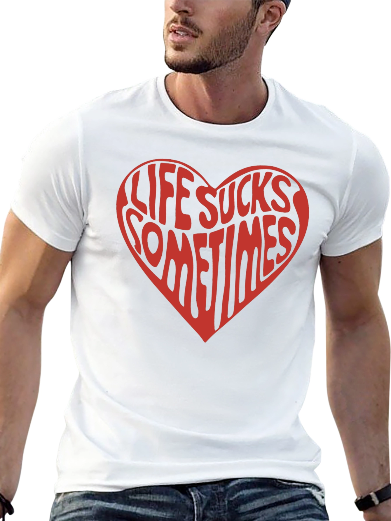 Life Sucks Sometimes Heart Graphic T-Shirt