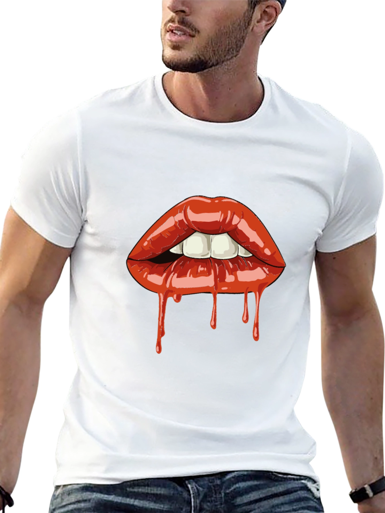 Dripping Lips Graphic Tee - Bold Black T-Shirt