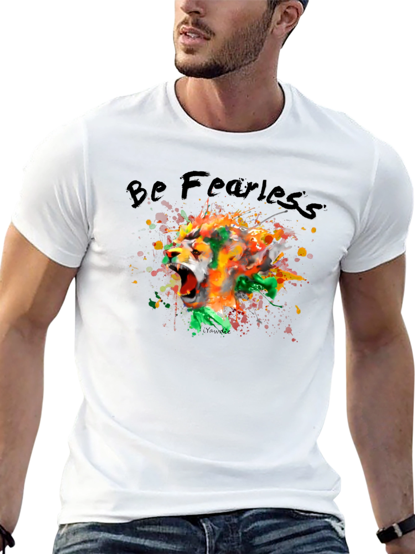 Be Fearless Lion Graphic Black T-Shirt