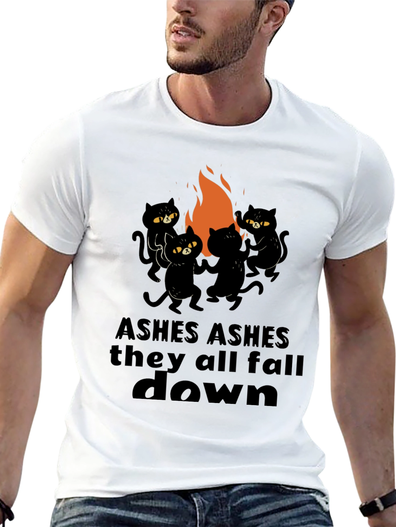 Ashes Fall Down Cats Around Fire T-Shirt