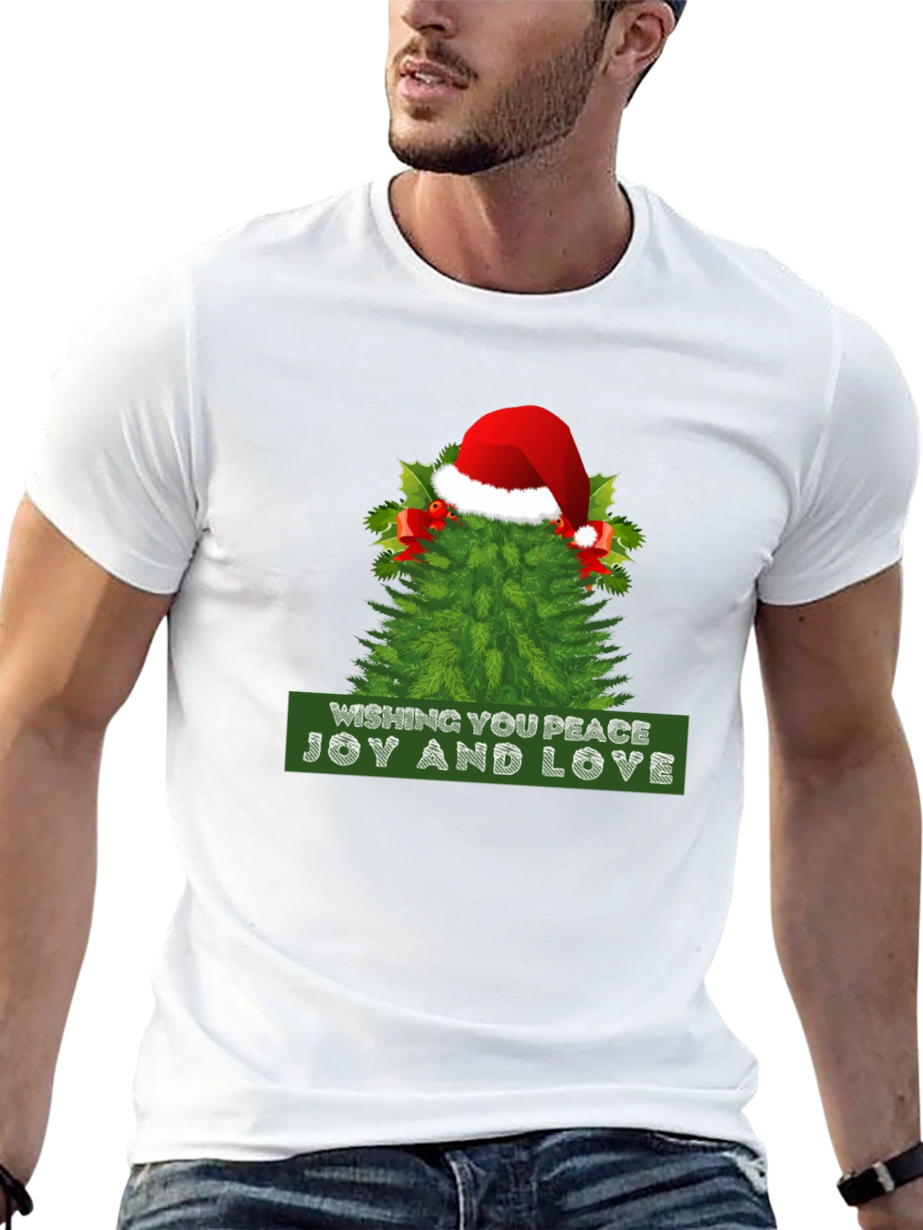 Festive Peace Joy and Love Christmas Tee