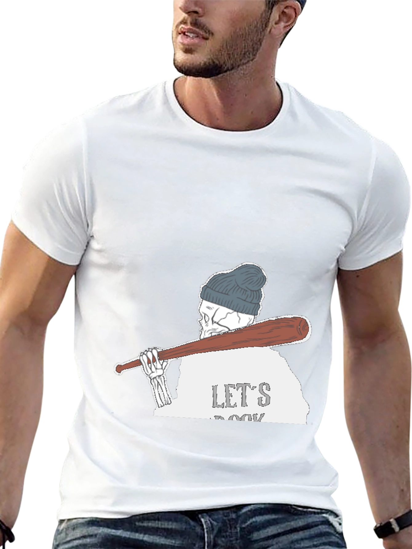 Skeleton Baseball Tee - Lets Rock