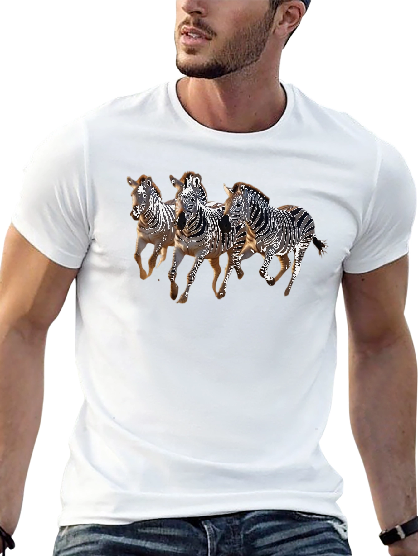 Zebra Print Graphic Tee - Black