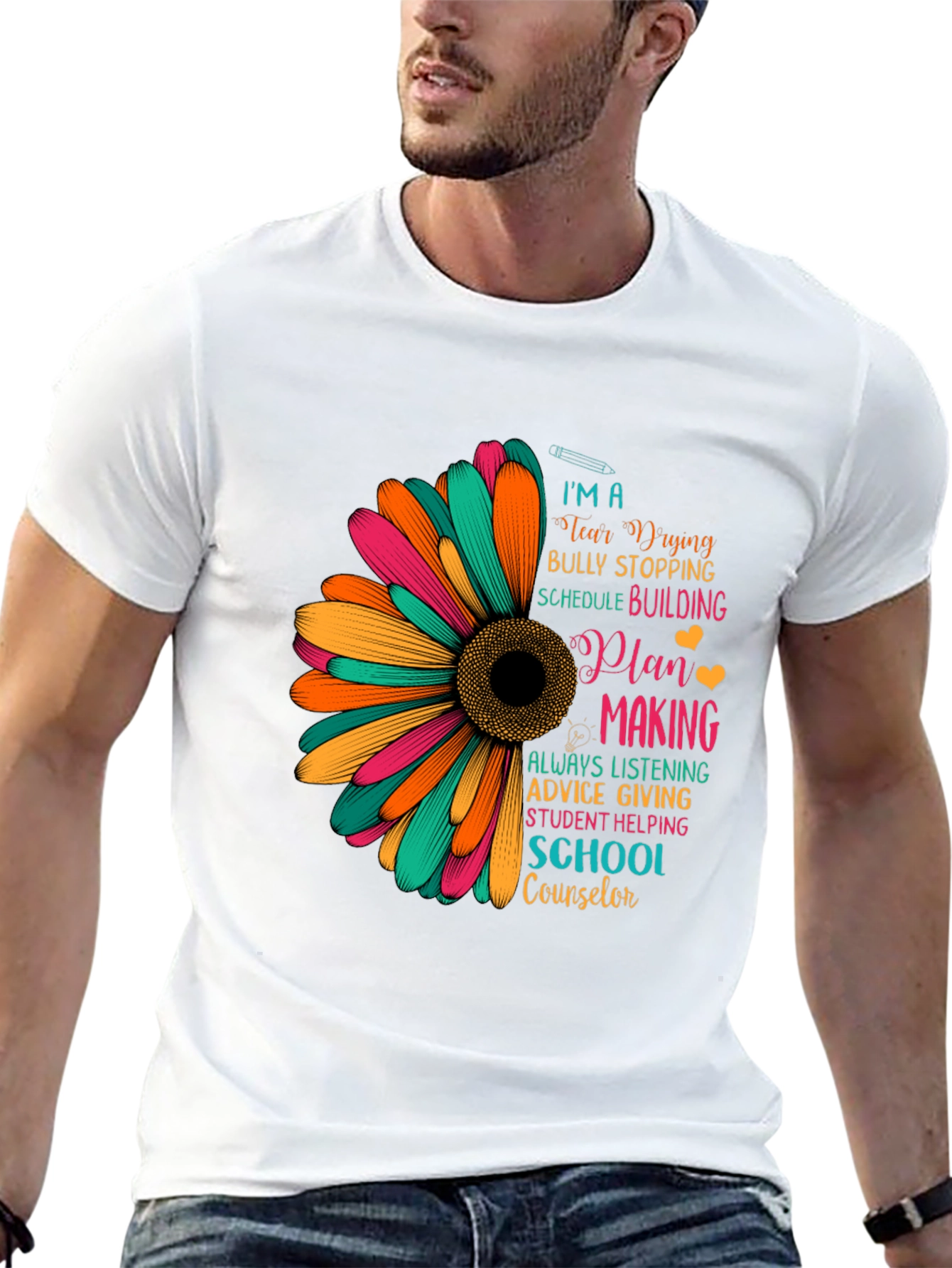 School Counselor Sunflower Graphic T-Shirt