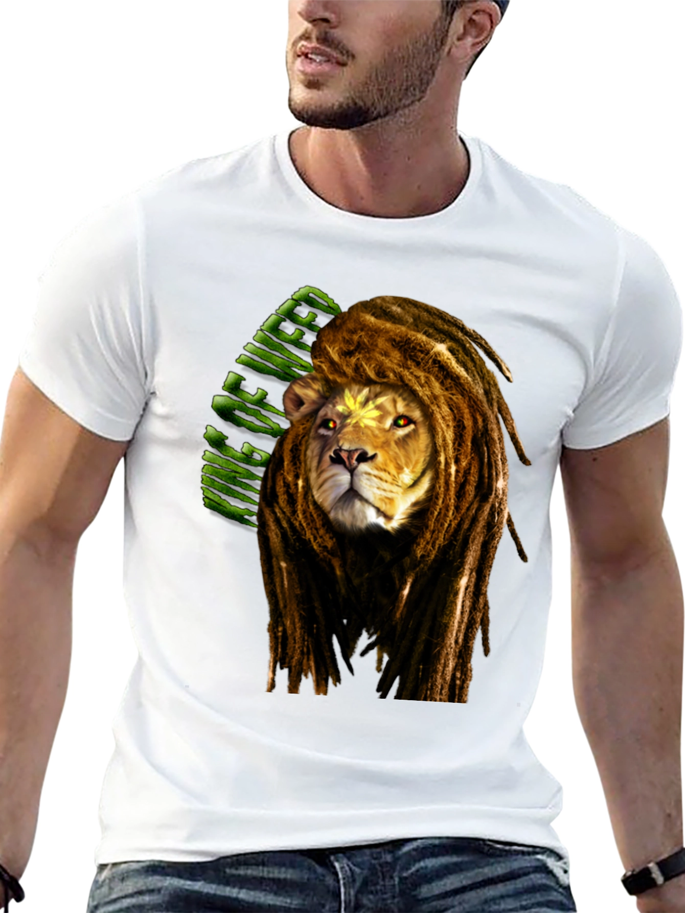 Lion Dreadlocks T-Shirt - King of Weed Graphic Tee