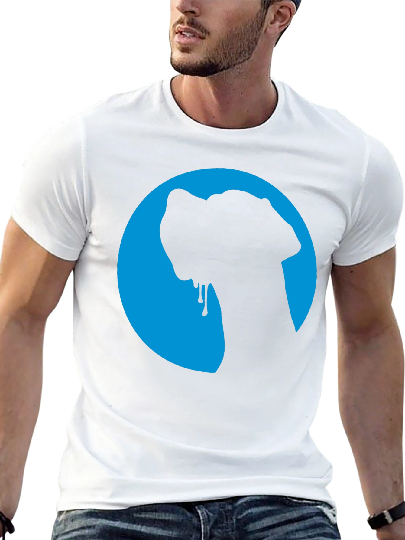 Dog Silhouette Graphic Tee - Cool Blue Moon Design