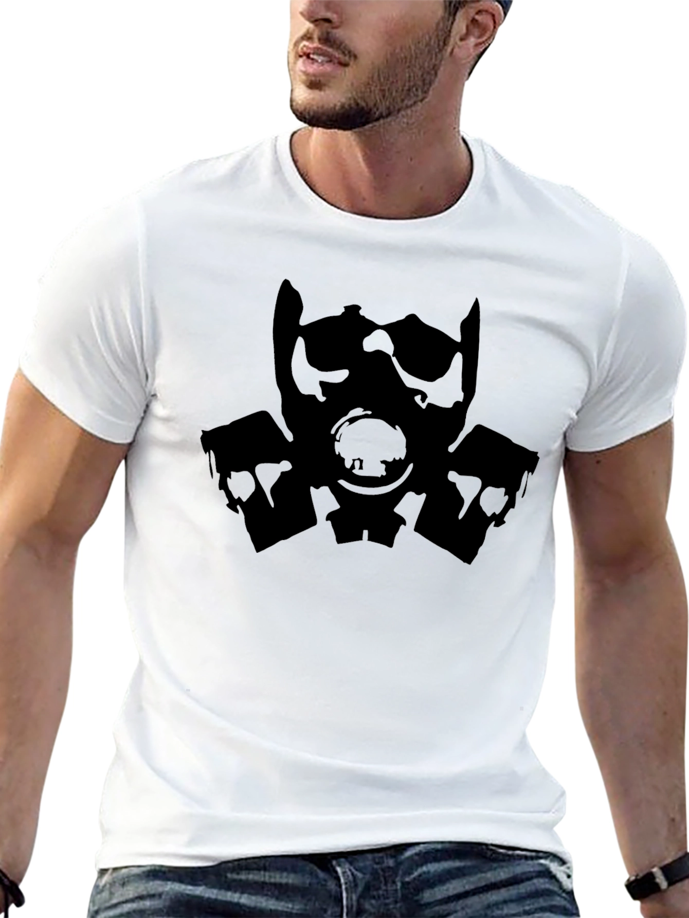 Gas Mask Graphic Tee - Black Cotton T-Shirt