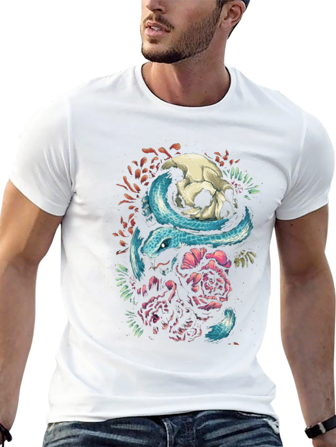 Skull & Snake Graphic Tee - Unique Design