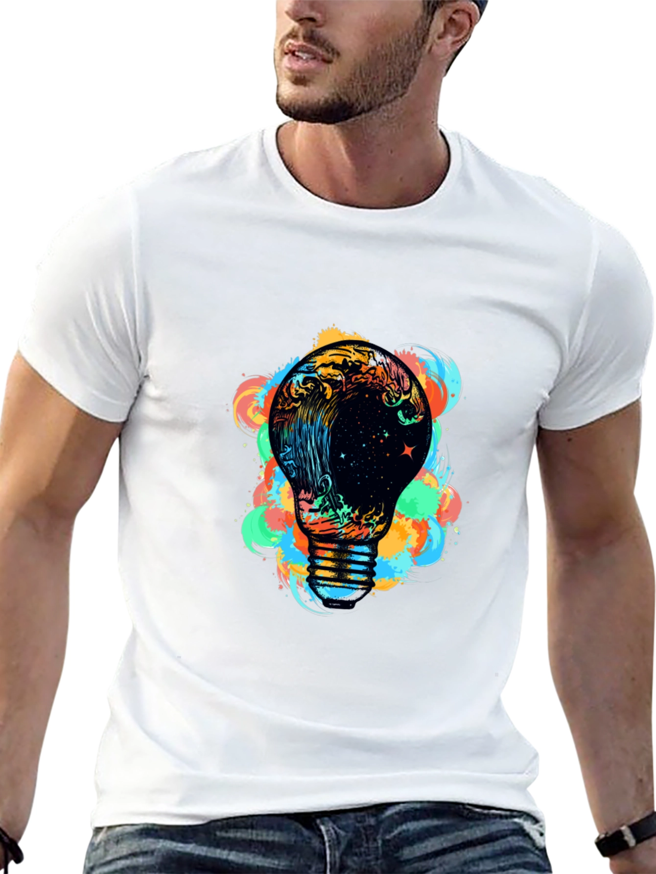 Cosmic Wave Bulb Graphic Black Tee