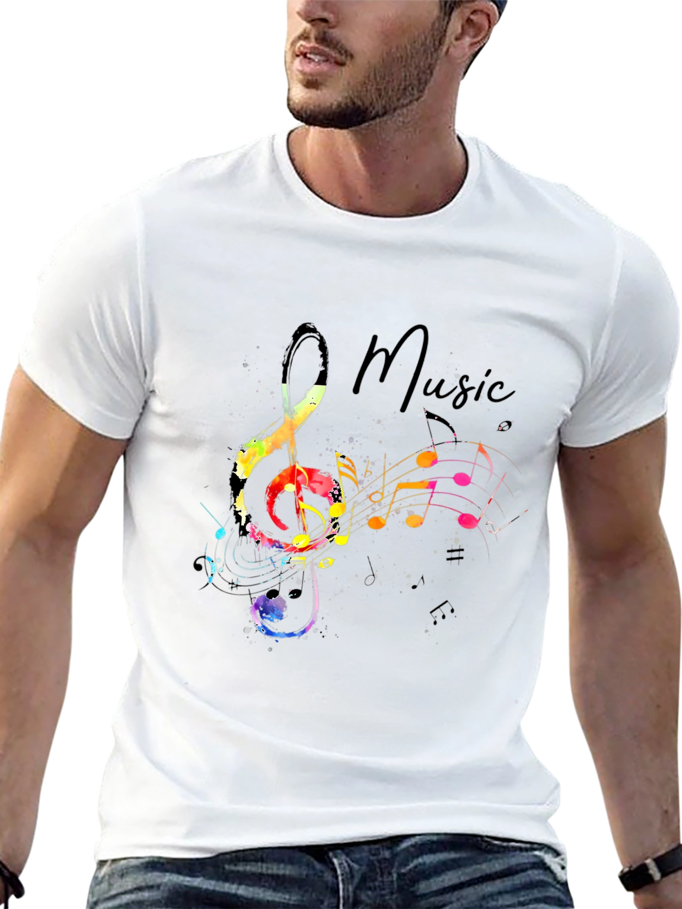 Music Note Graphic Black T-Shirt