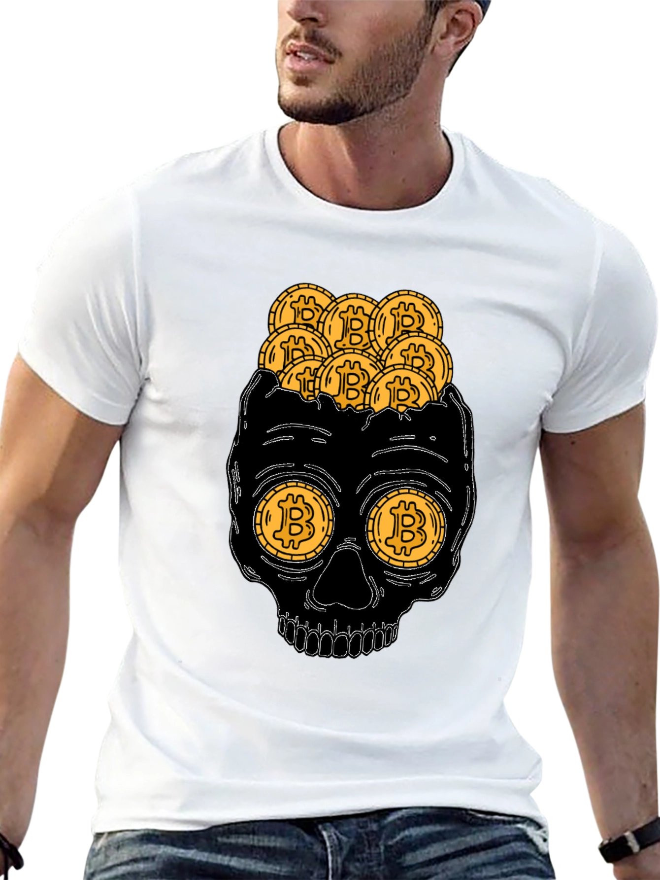 Bitcoin Skull T-Shirt Crypto Currency Tee