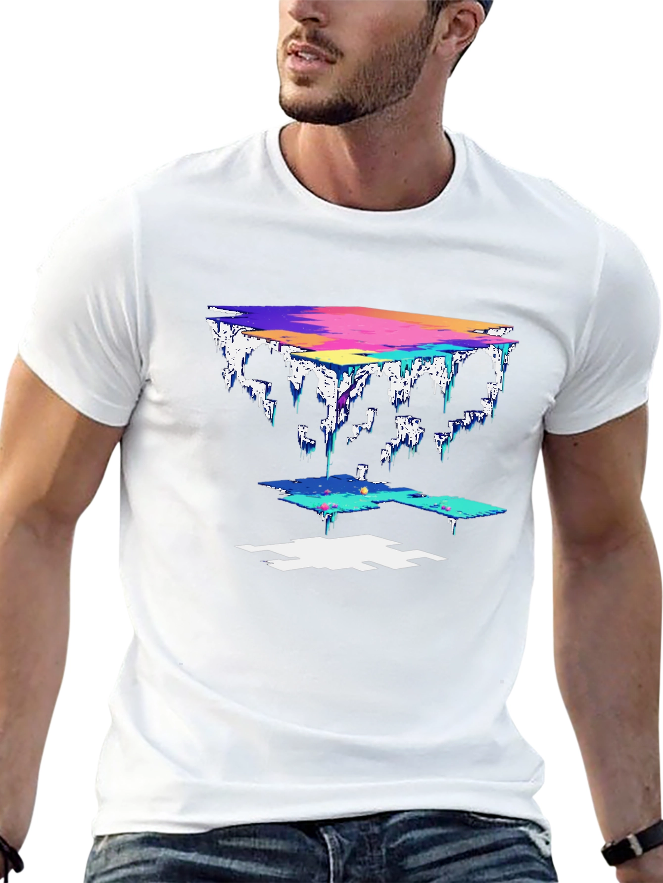 Abstract Pixel Art Black T-Shirt