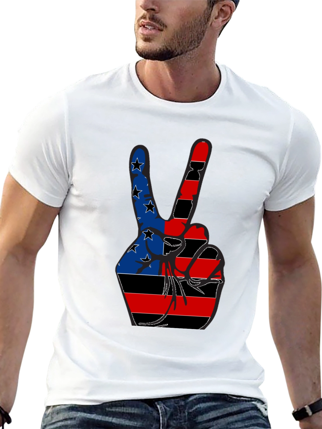Patriotic Peace Sign Graphic Tee - Black