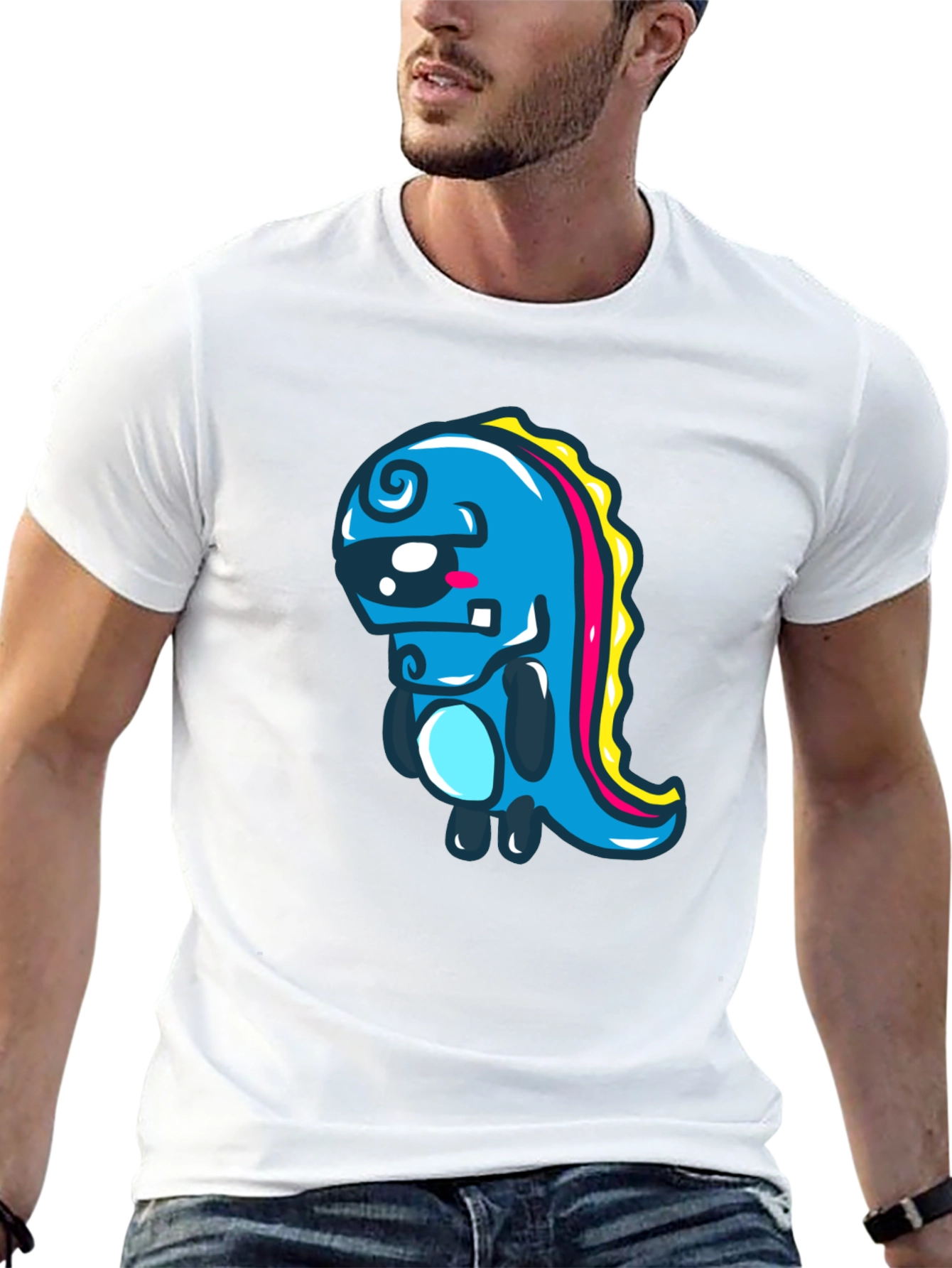 Cartoon Dinosaur Graphic Black T-Shirt
