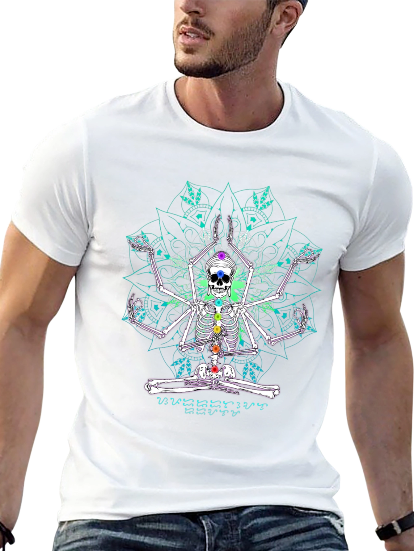 Skeleton Yoga Mandala Black T-Shirt